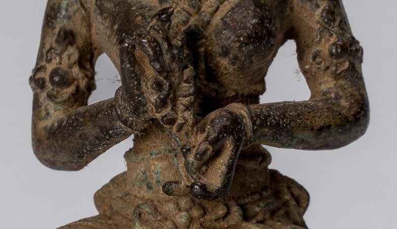 Tara-Statue – antike indonesische Bronze-Devi-Tara-Statue im Java-Stil – 8 cm.