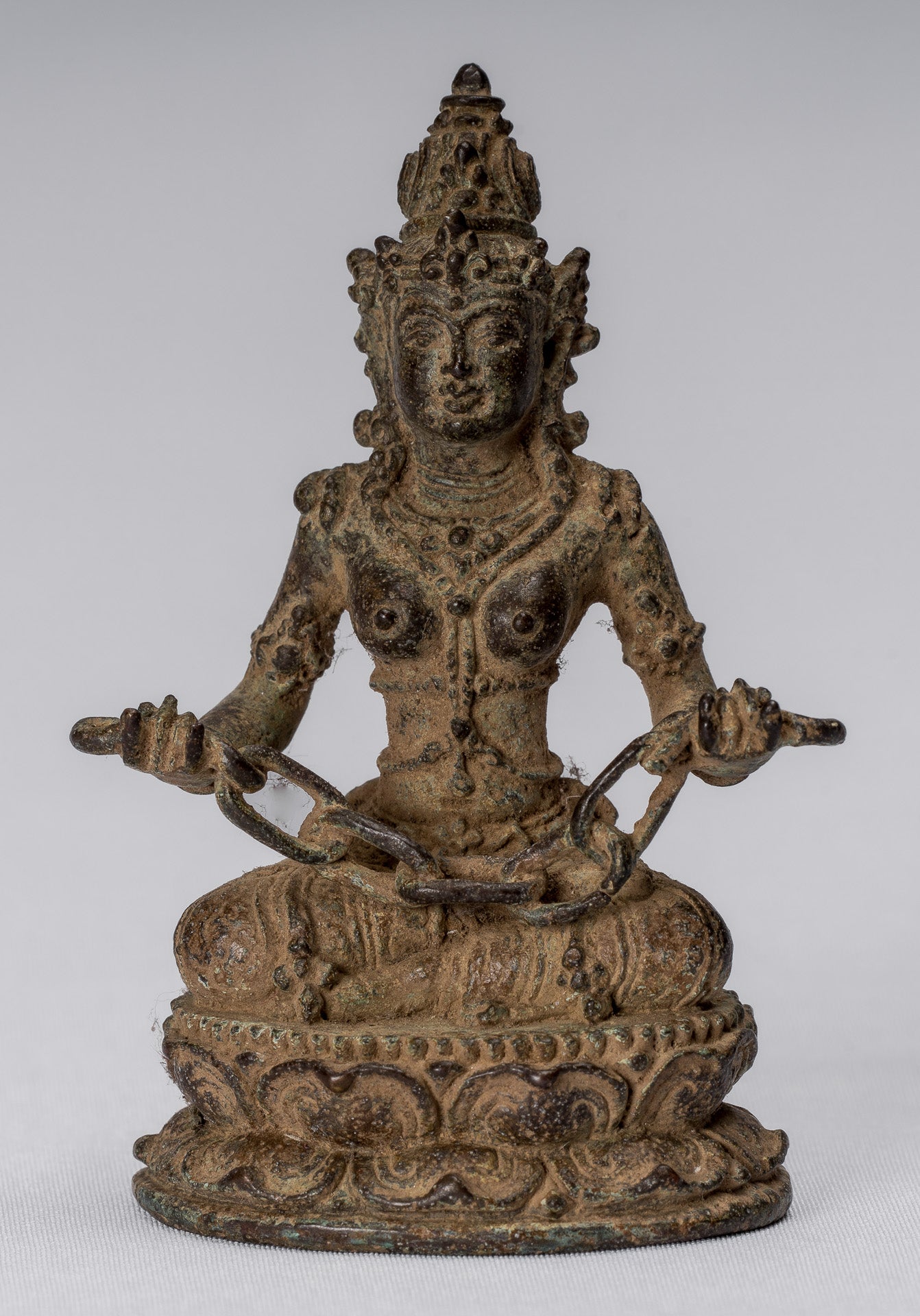 Statue de Tara-Antique Java Style indonésien Bronze Devi Tara Statue-8cm/3 "