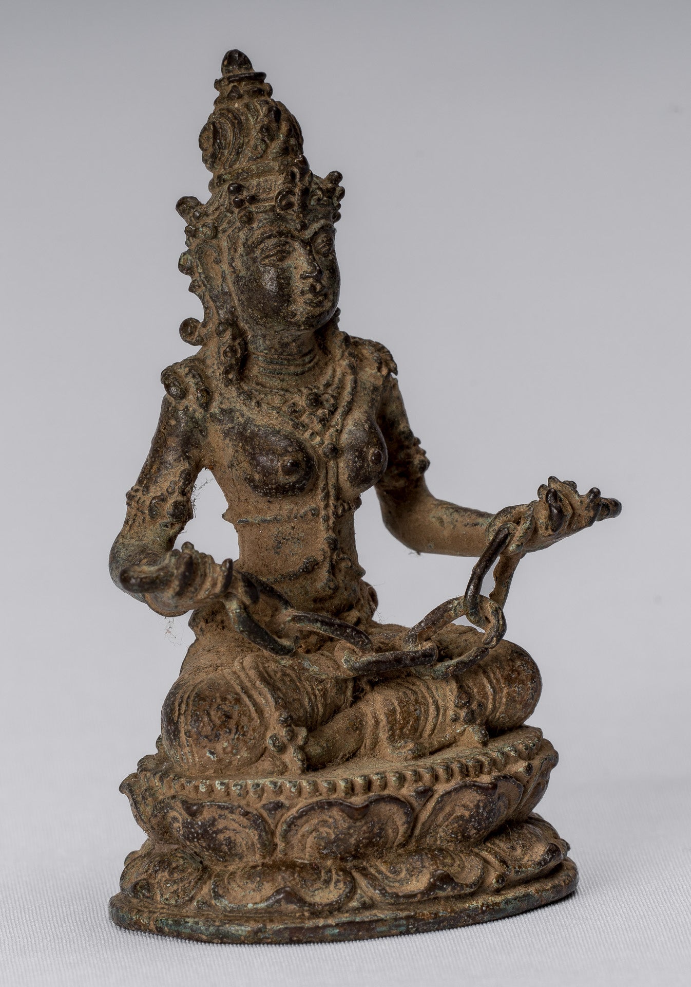 Statue de Tara-Antique Java Style indonésien Bronze Devi Tara Statue-8cm/3 "