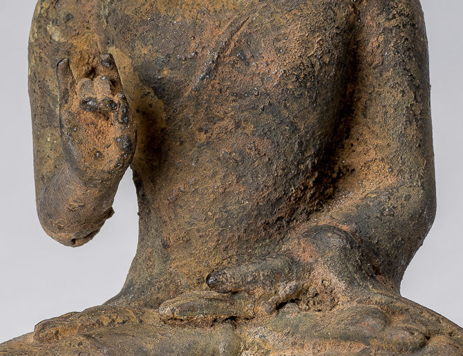 Estatua de Buda - Estilo indonesio antiguo de bronce asentado Javanese Buda - 19cm/8 "