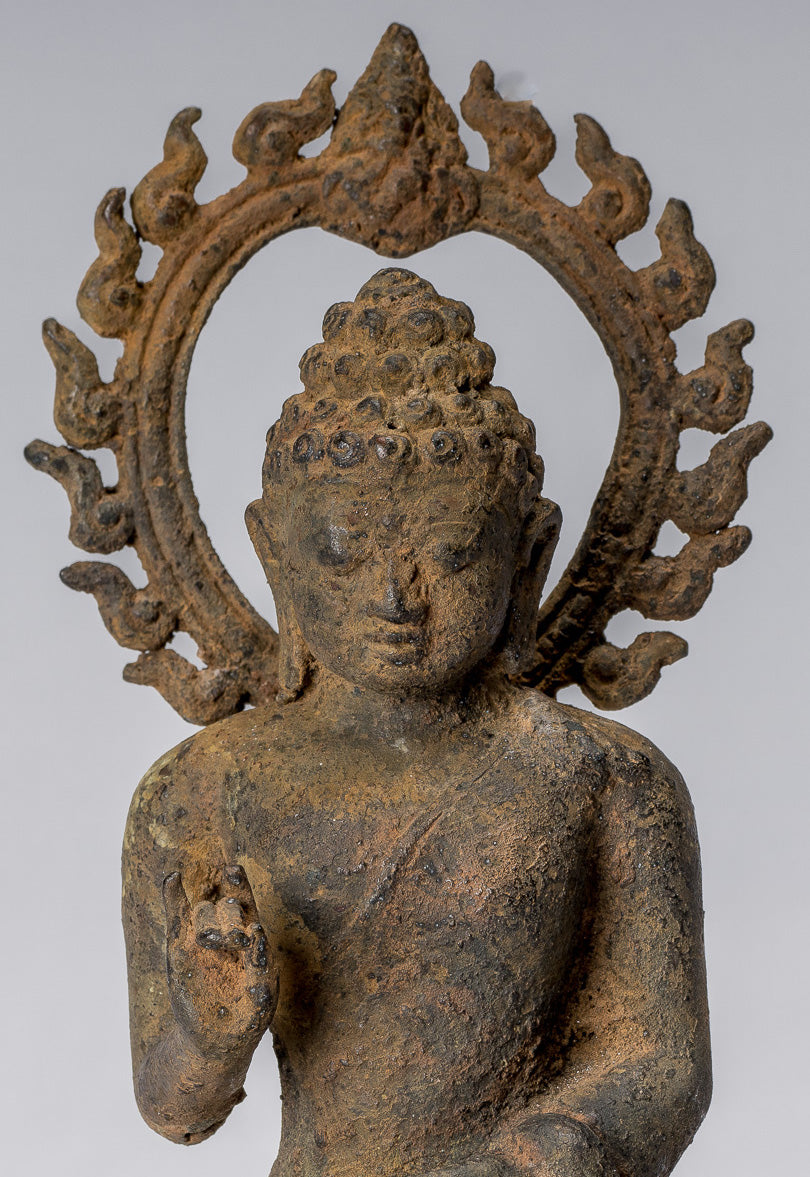Estatua de Buda - Estilo indonesio antiguo de bronce asentado Javanese Buda - 19cm/8 "