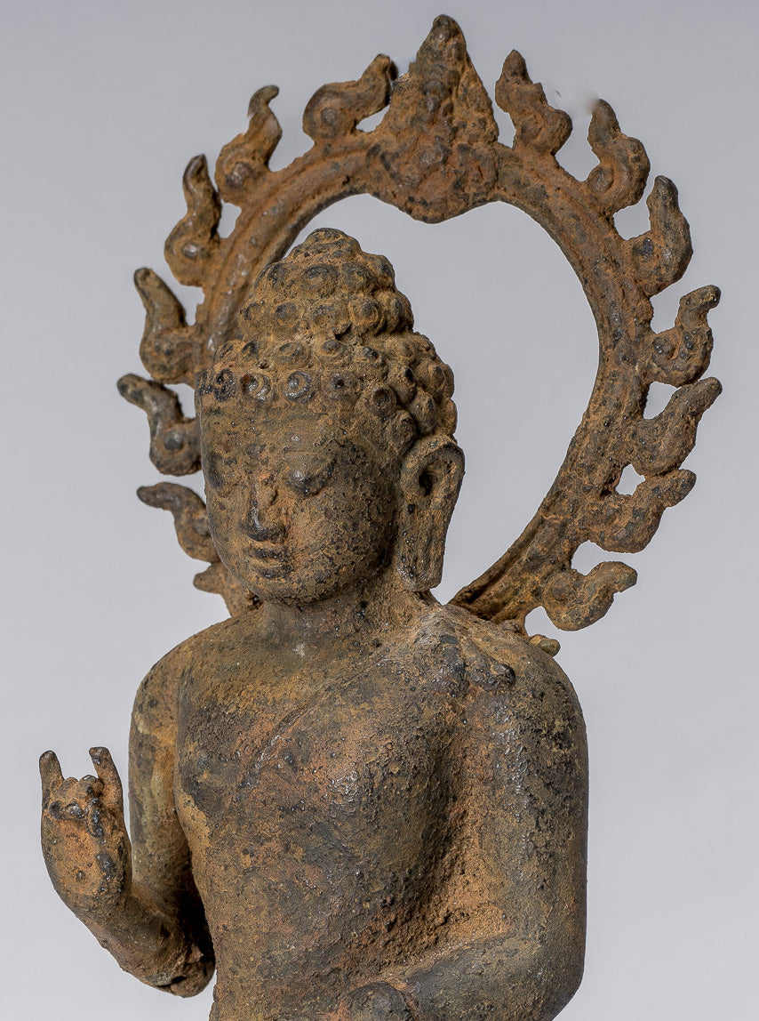 Estatua de Buda - Estilo indonesio antiguo de bronce asentado Javanese Buda - 19cm/8 "