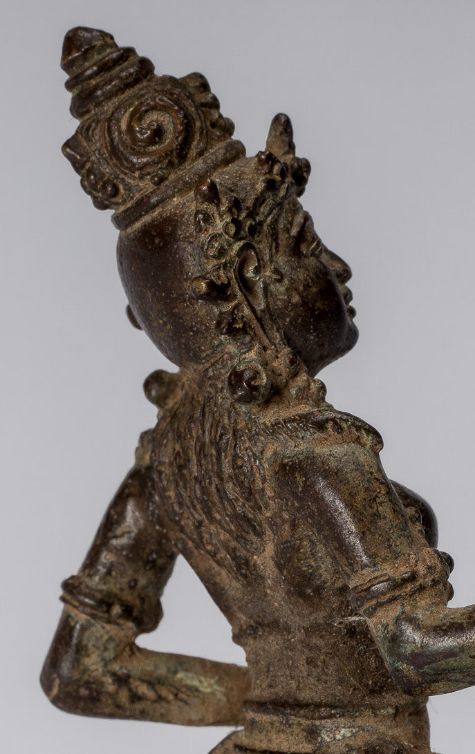 Statue de Tara – Statue de Devi Tara en bronze indonésien de style Java antique – 8 cm/3"