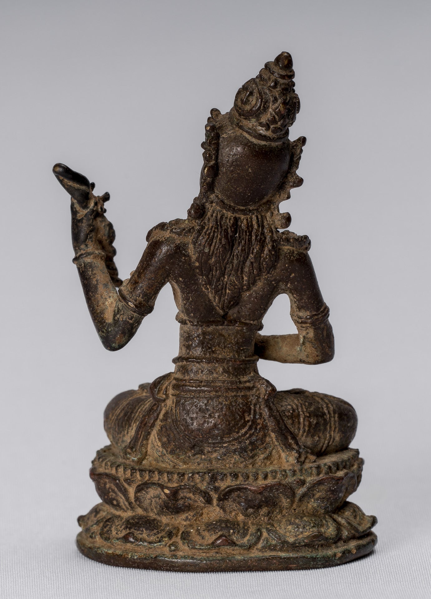 Statue de Tara – Statue de Devi Tara en bronze indonésien de style Java antique – 8 cm/3"