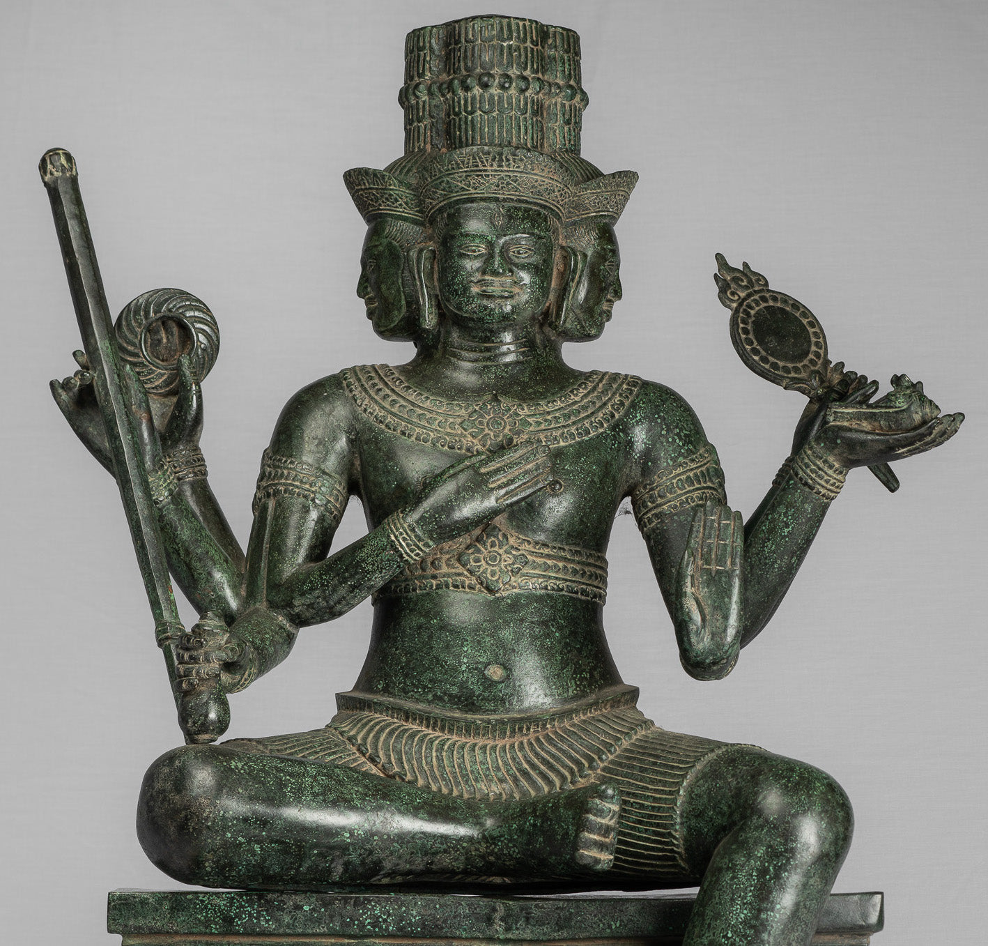 Statua Brahma - Antique Khmer Style Bronzo 8 braccio Bayon Brahma - Creazione di Dio indù - 76 cm/30 "