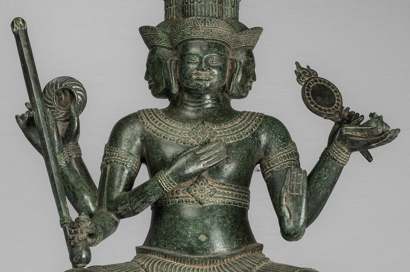 Statua Brahma - Antique Khmer Style Bronzo 8 braccio Bayon Brahma - Creazione di Dio indù - 76 cm/30 "