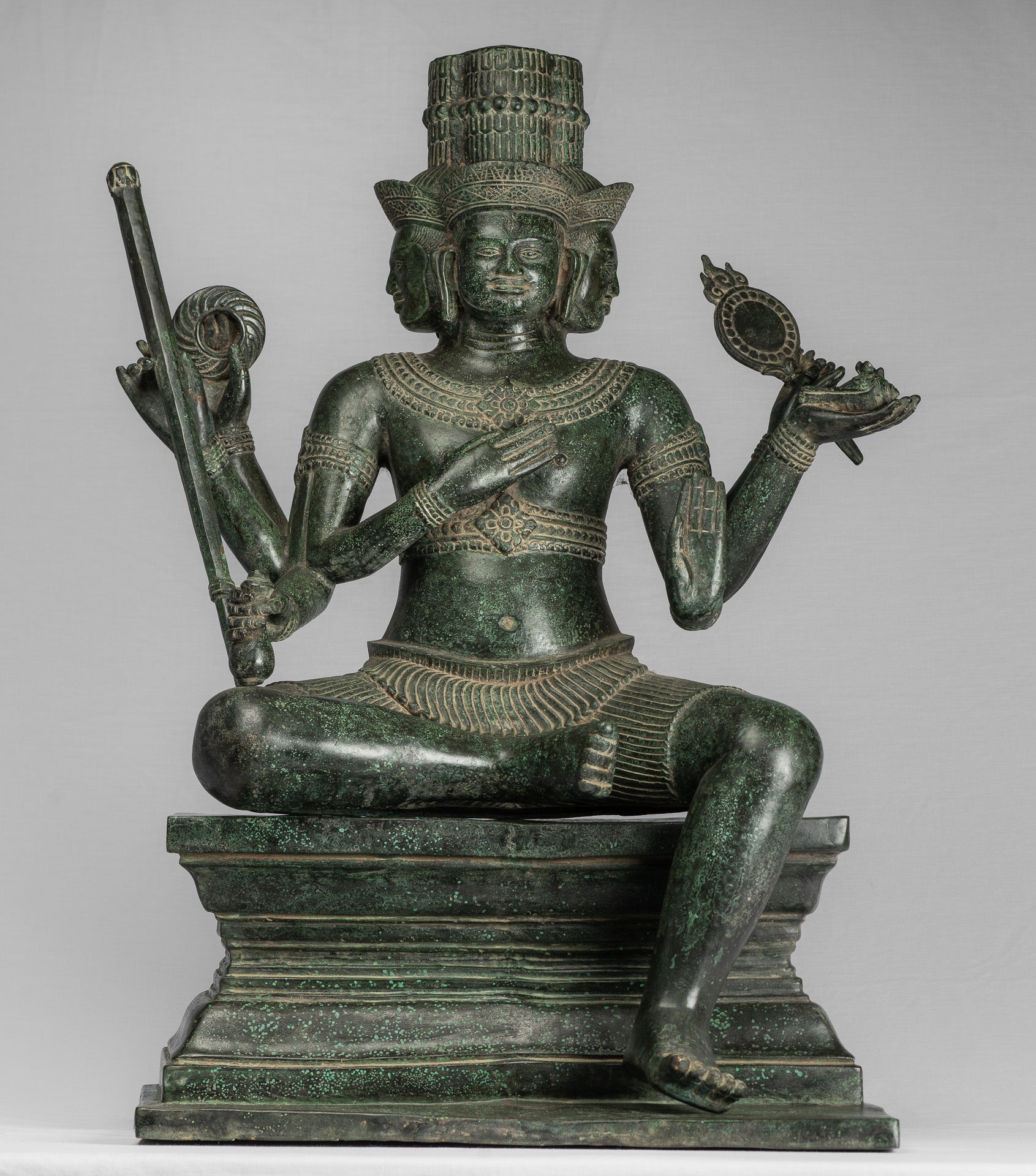 Statua Brahma - Antique Khmer Style Bronzo 8 braccio Bayon Brahma - Creazione di Dio indù - 76 cm/30 "
