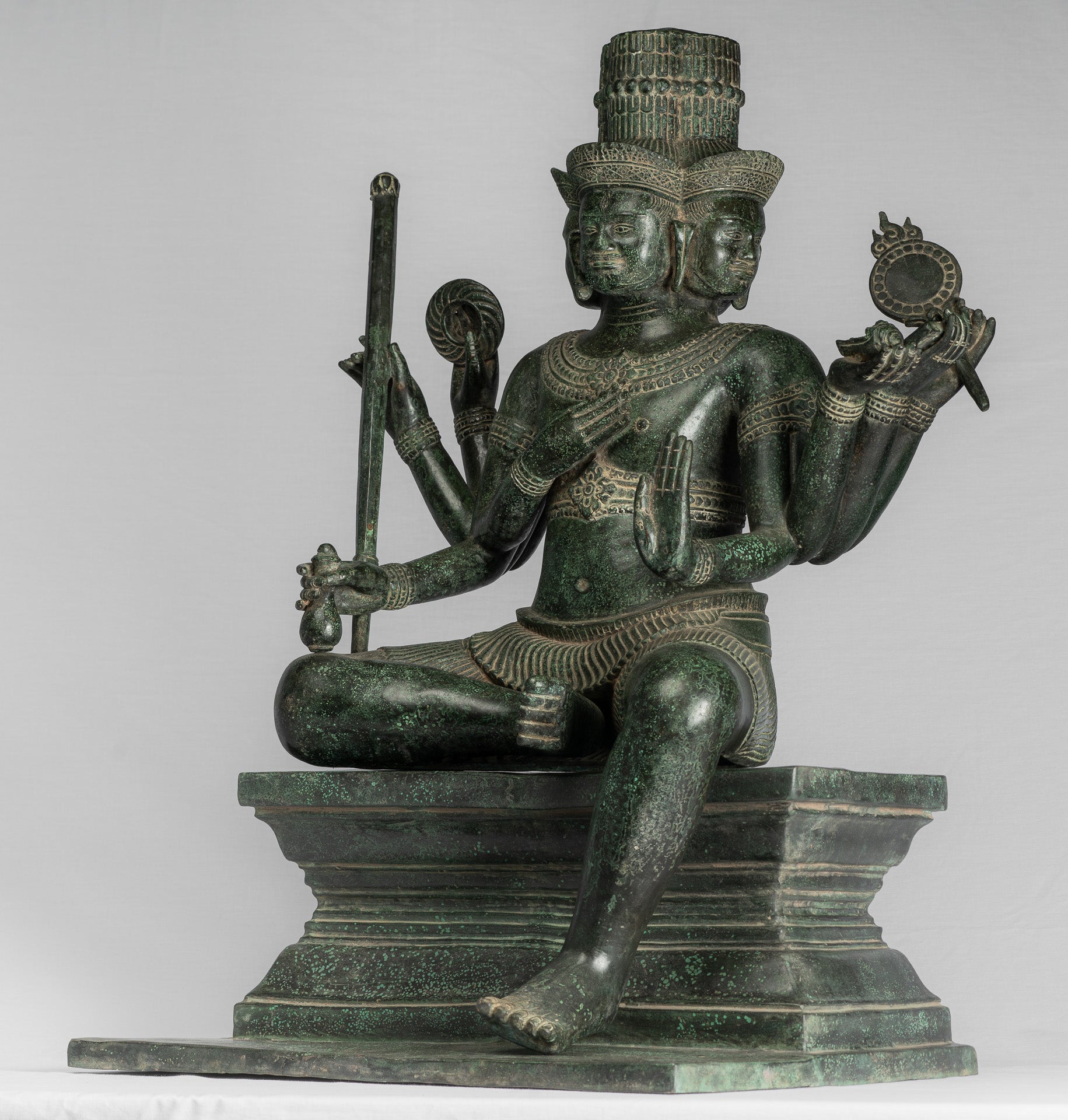 Statua Brahma - Antique Khmer Style Bronzo 8 braccio Bayon Brahma - Creazione di Dio indù - 76 cm/30 "