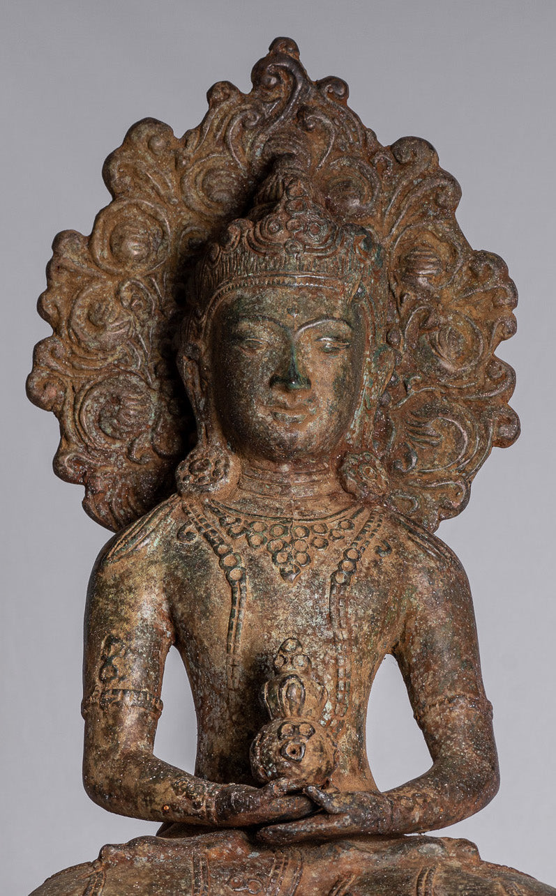 Statue de Bouddha-Antique indonésien Style Bronze Javanais Amitabha Bouddha Statue-43cm/17 "