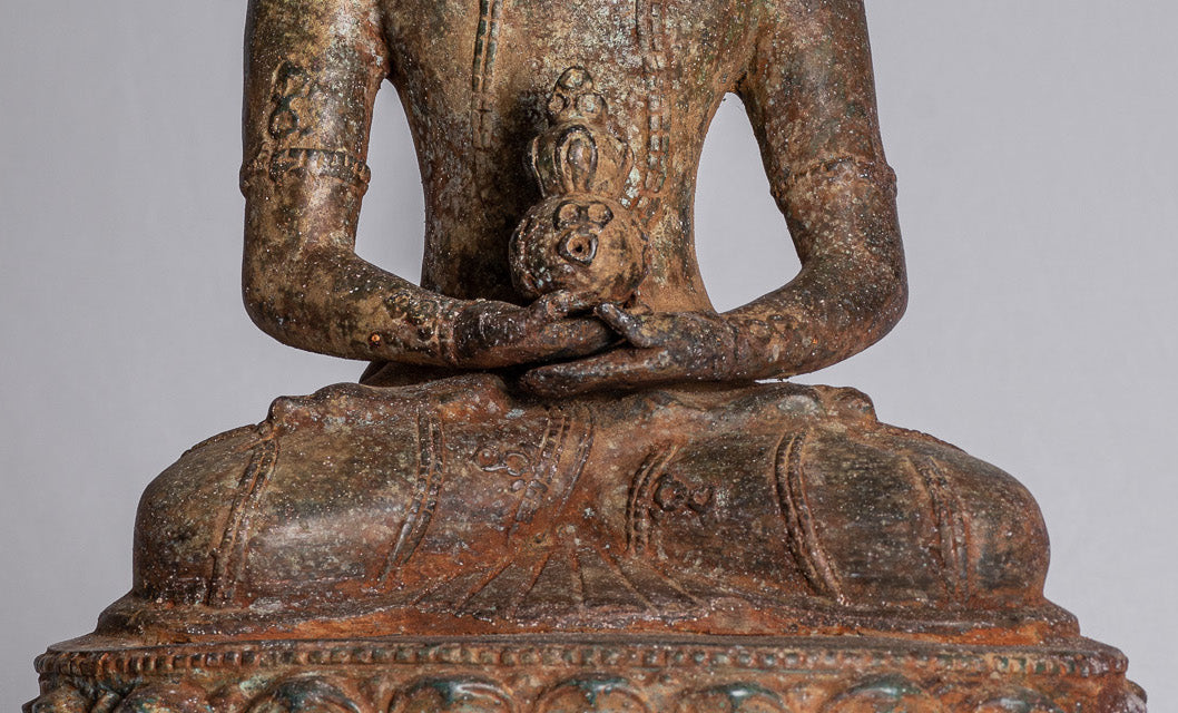 Statue de Bouddha-Antique indonésien Style Bronze Javanais Amitabha Bouddha Statue-43cm/17 "