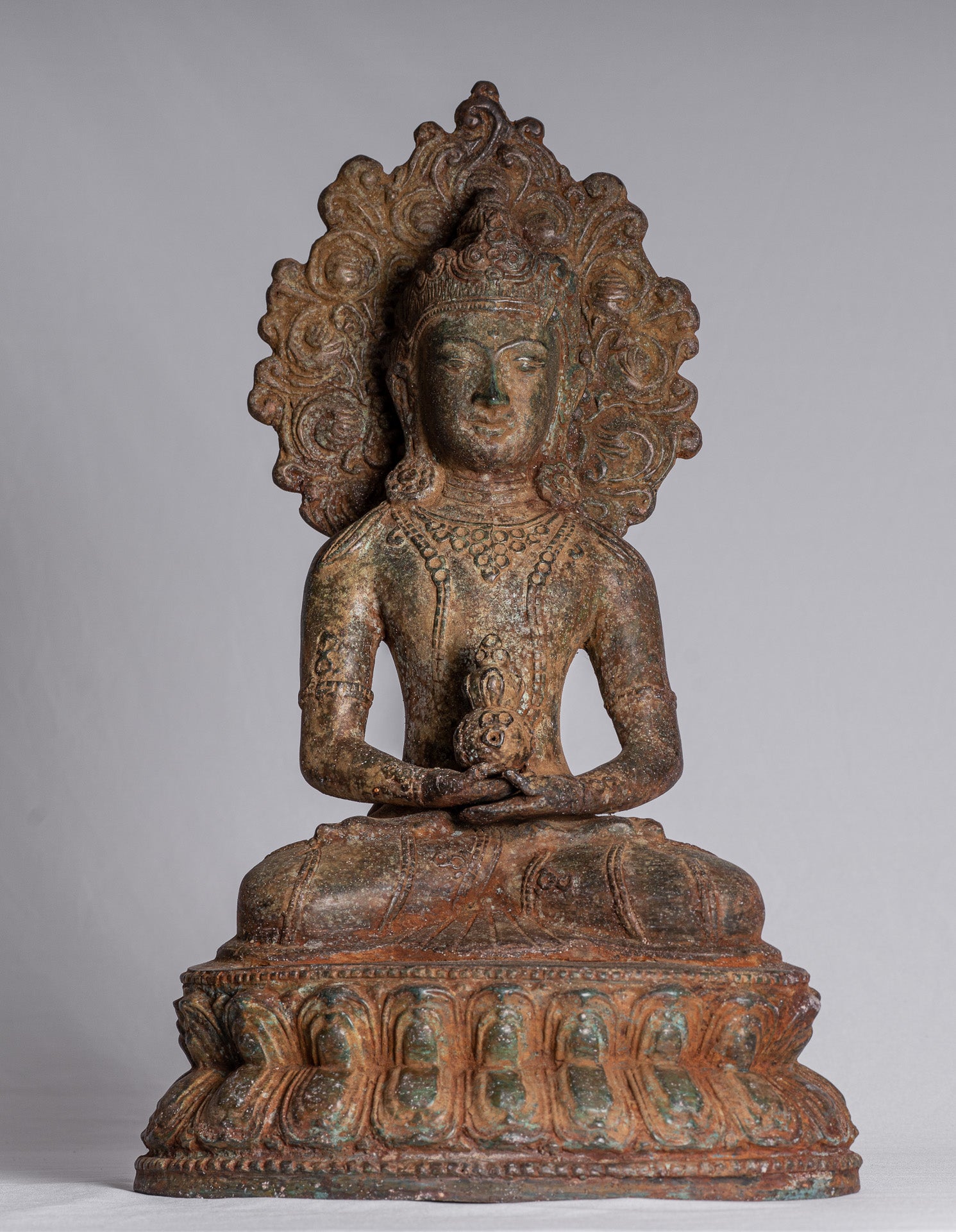 Statue de Bouddha-Antique indonésien Style Bronze Javanais Amitabha Bouddha Statue-43cm/17 "