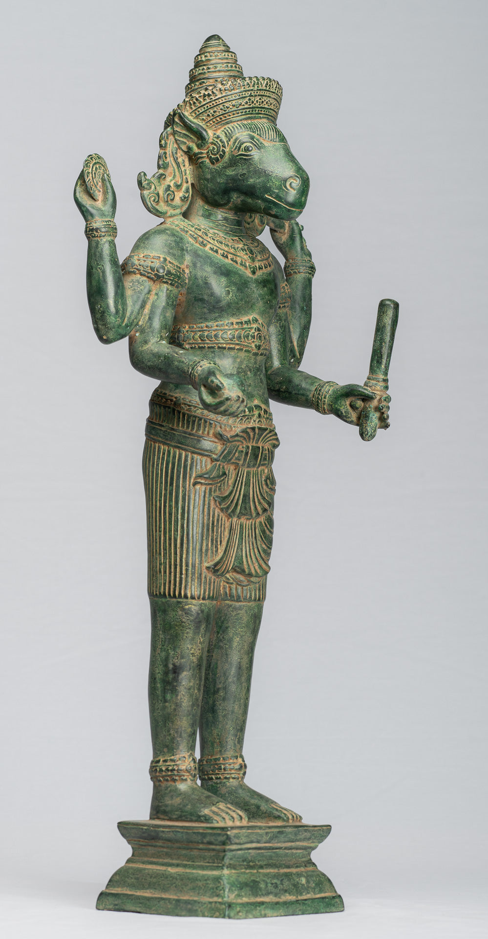 Statua Kalkin - Antique Khmer Style in piedi Hayagriva Kalkin Horse of Vishnu - 56cm/22 "