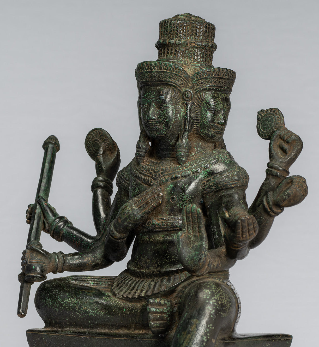 Brahma Statue-Antique Khmer Style Bronze 8 Arm Bayon Brahma-Hindu God Creation-35cm/14 "