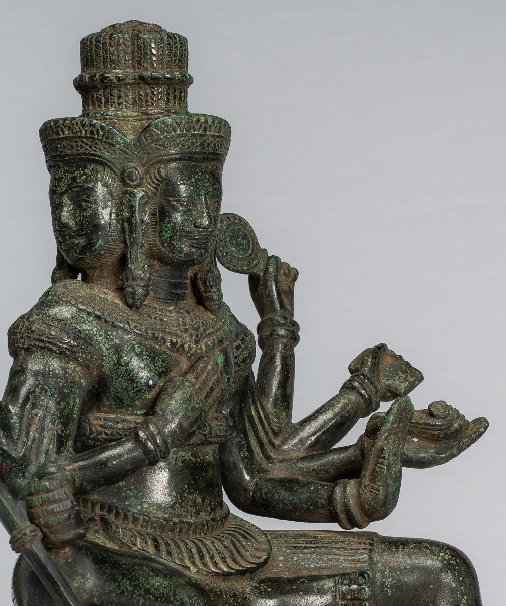 Brahma Statue-Antique Khmer Style Bronze 8 Arm Bayon Brahma-Hindu God Creation-35cm/14 "