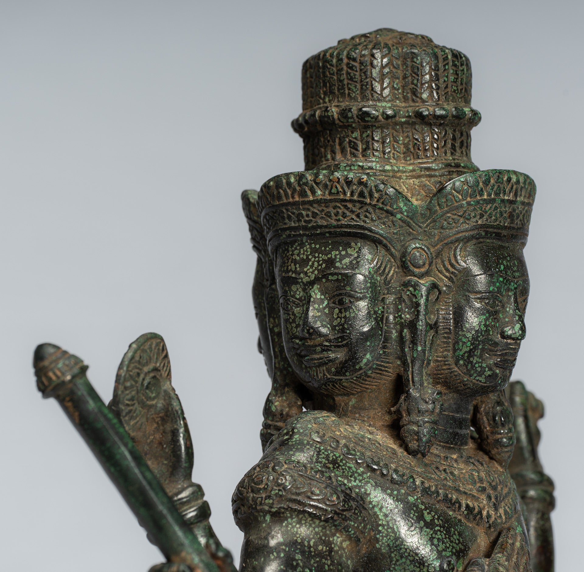 Brahma Statue-Antique Khmer Style Bronze 8 Arm Bayon Brahma-Hindu God Creation-35cm/14 "