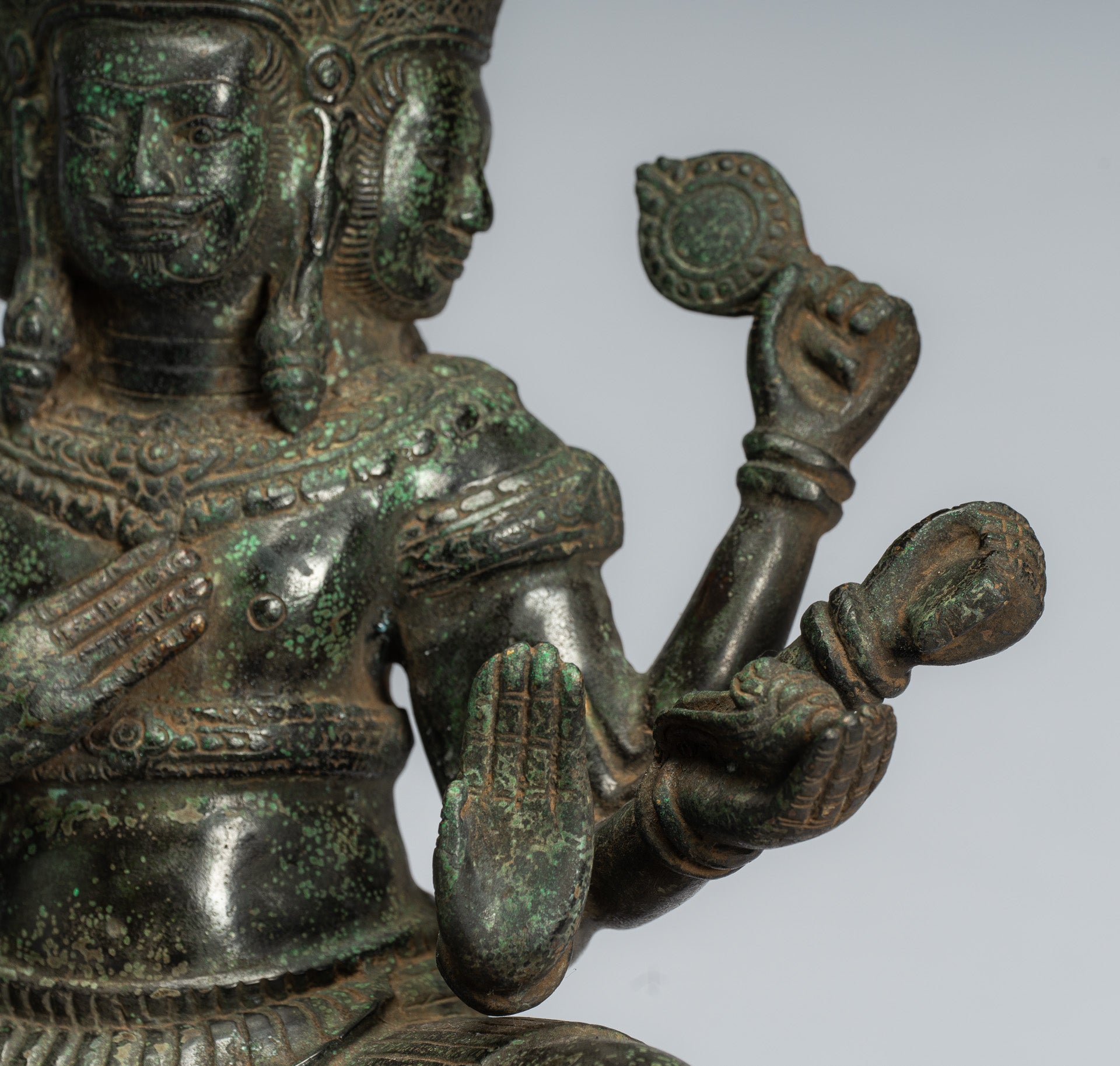 Brahma Statue-Antique Khmer Style Bronze 8 Arm Bayon Brahma-Hindu God Creation-35cm/14 "