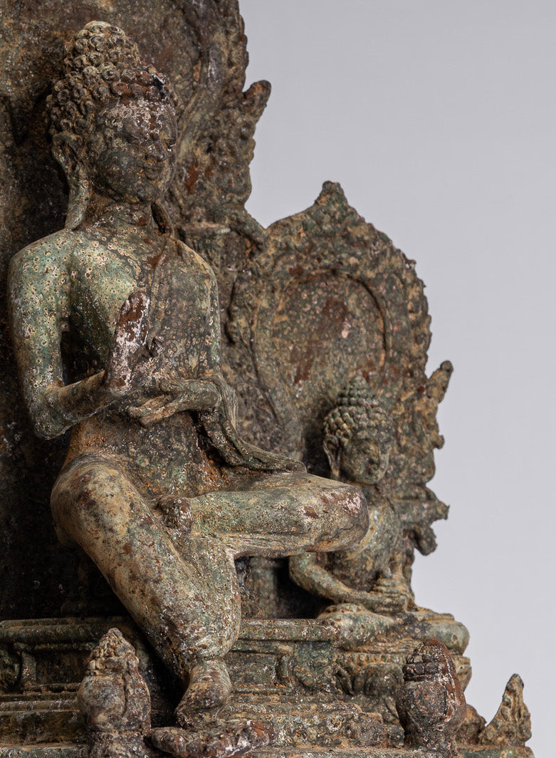 Statue de Bouddha-Antique Indonésie Style Bronze Javanais Protection Bouddha Statue-31cm/12 "