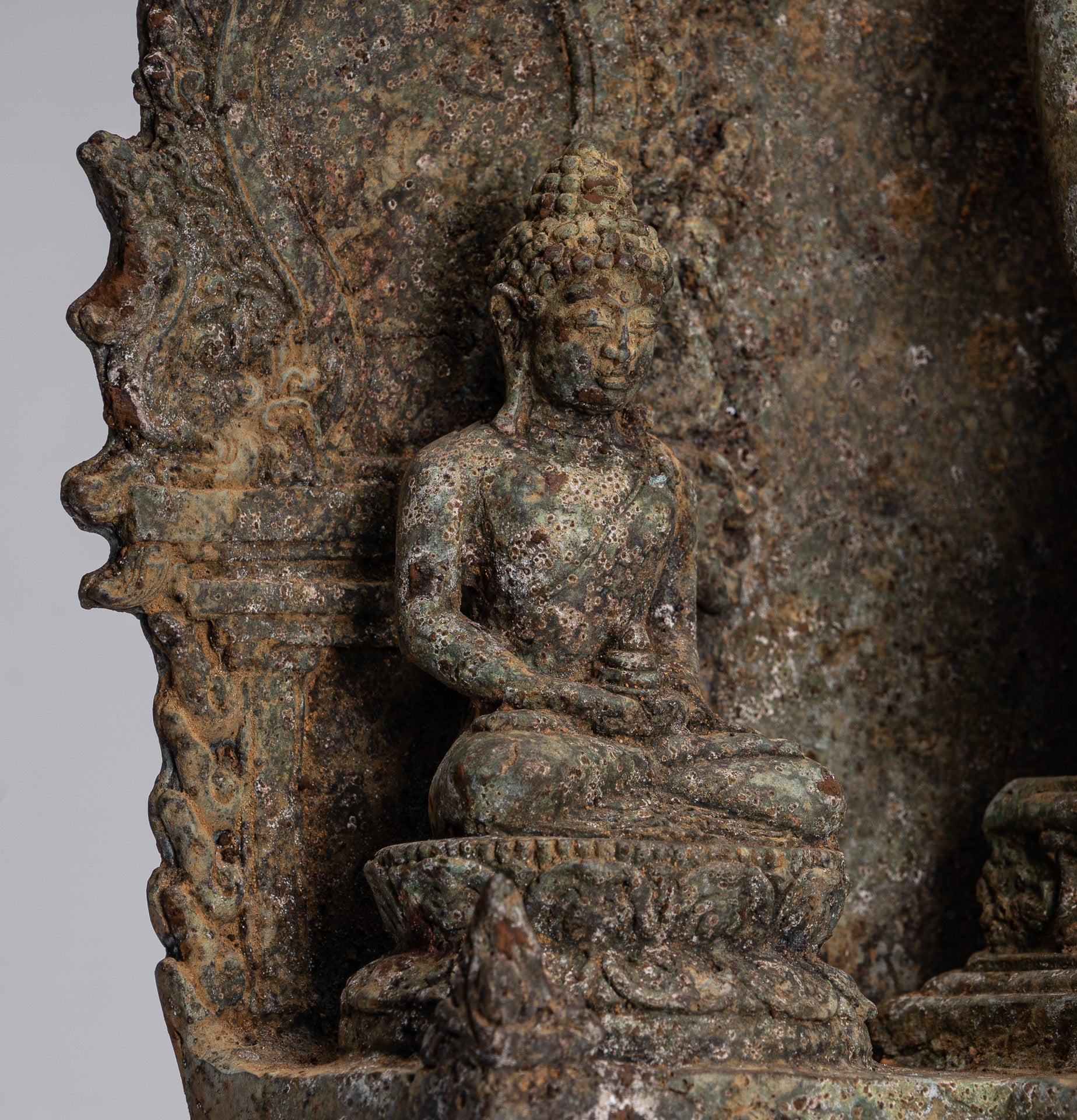 Statue de Bouddha-Antique Indonésie Style Bronze Javanais Protection Bouddha Statue-31cm/12 "
