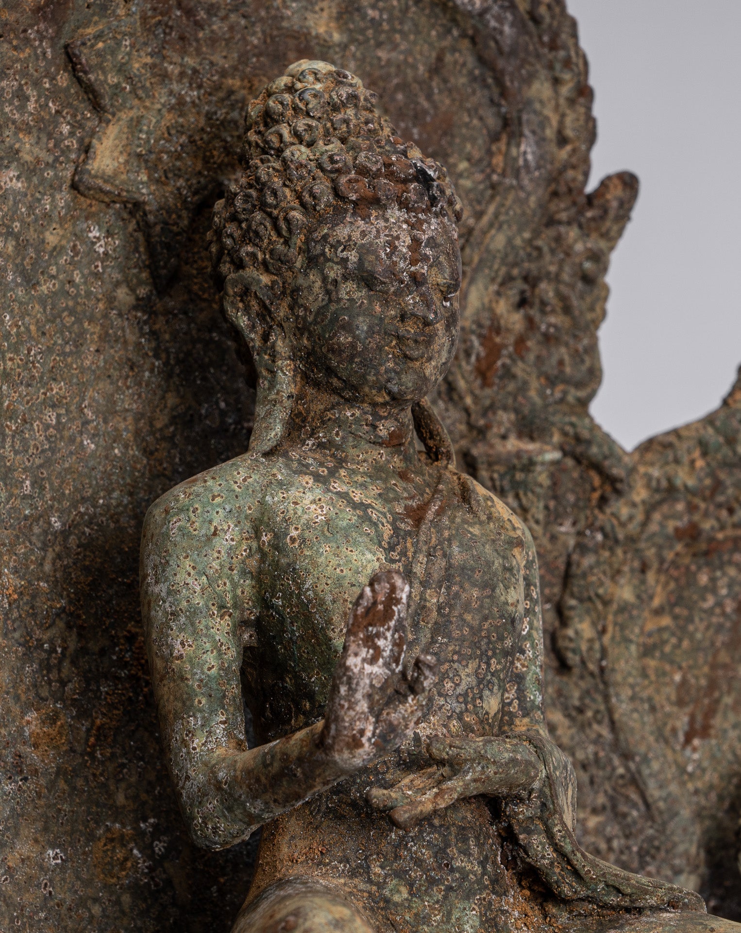 Statue de Bouddha-Antique Indonésie Style Bronze Javanais Protection Bouddha Statue-31cm/12 "