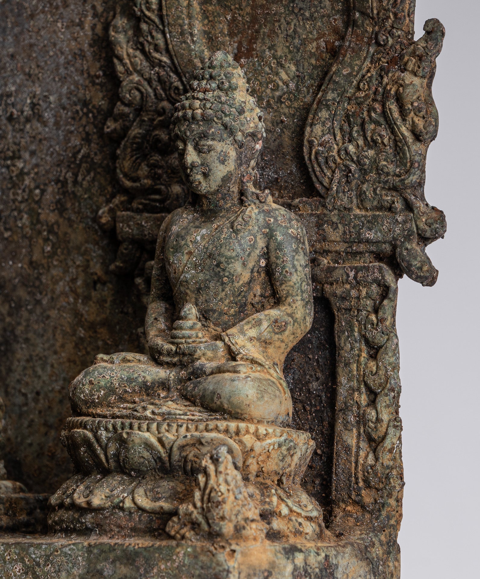 Statue de Bouddha-Antique Indonésie Style Bronze Javanais Protection Bouddha Statue-31cm/12 "