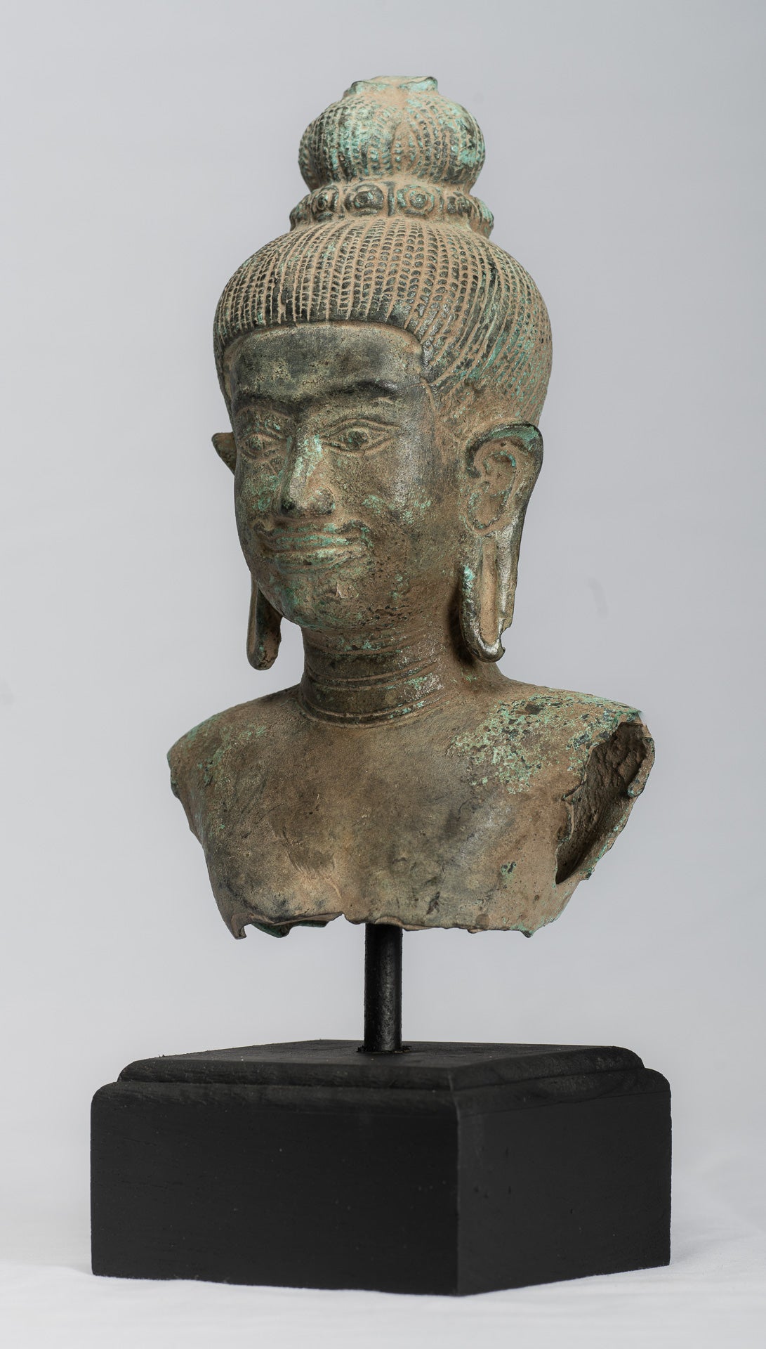 Antique Khmer Style Bronze Vishnu Torso Statue - Protector & Preserver -27cm/11"