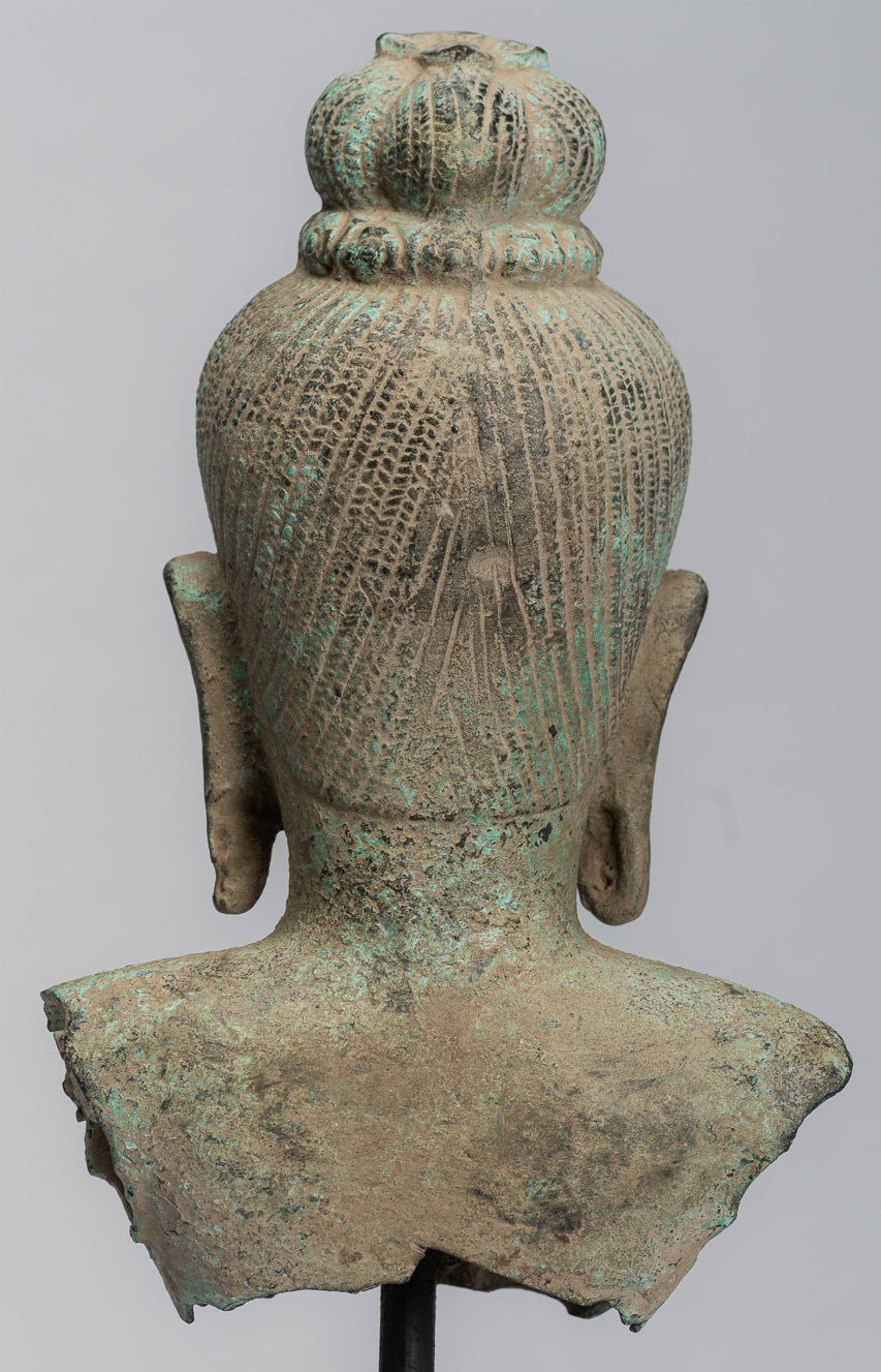 Antique Khmer Style Bronze Vishnu Torso Statue - Protector & Preserver -27cm/11"