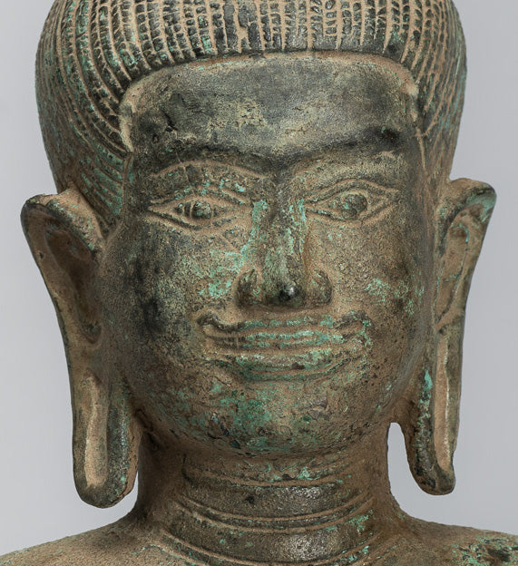 Antique Khmer Style Bronze Vishnu Torso Statue - Protector & Preserver -27cm/11"