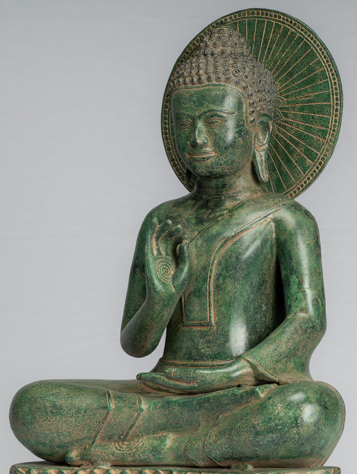Estatua de Buda - Estatua de bronce de bronce antiguo de estilo jemer dharmachakra enseñando mudra - 47cm/19 "