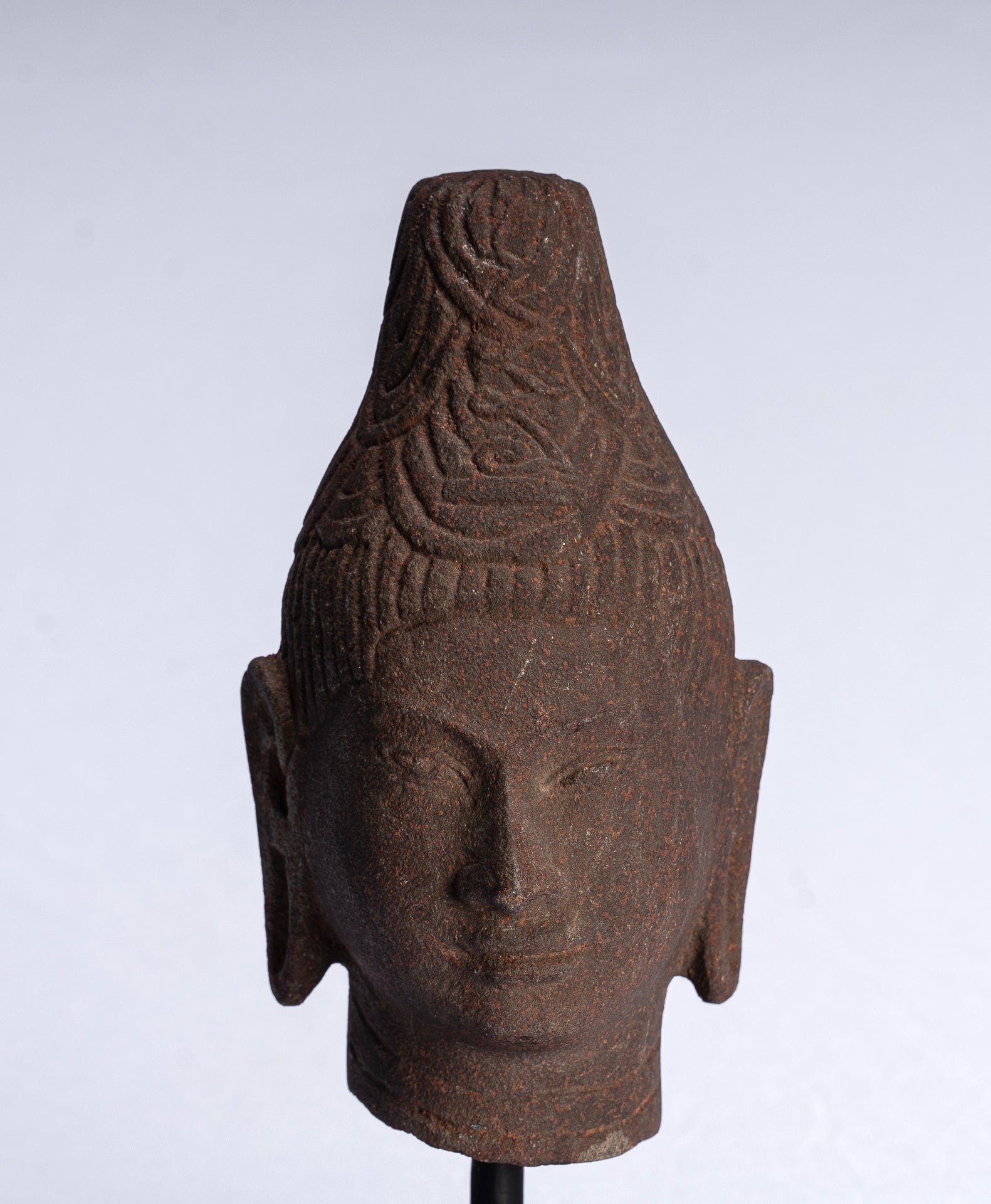 Buddha Head - Antique Khmer Stone Stone Buddha Head Statue - 20 cm/8 "