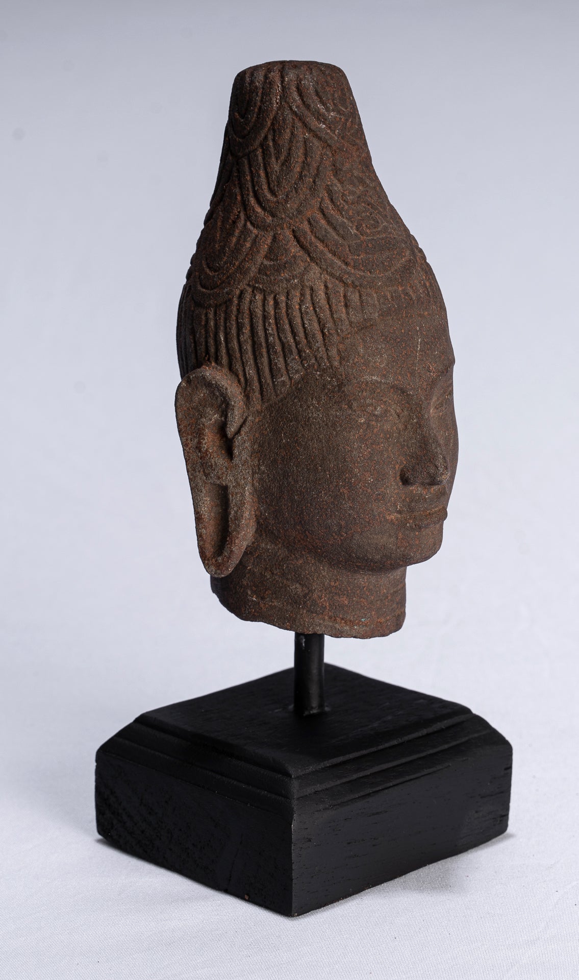 Buddha Head - Antique Khmer Stone Stone Buddha Head Statue - 20 cm/8 "