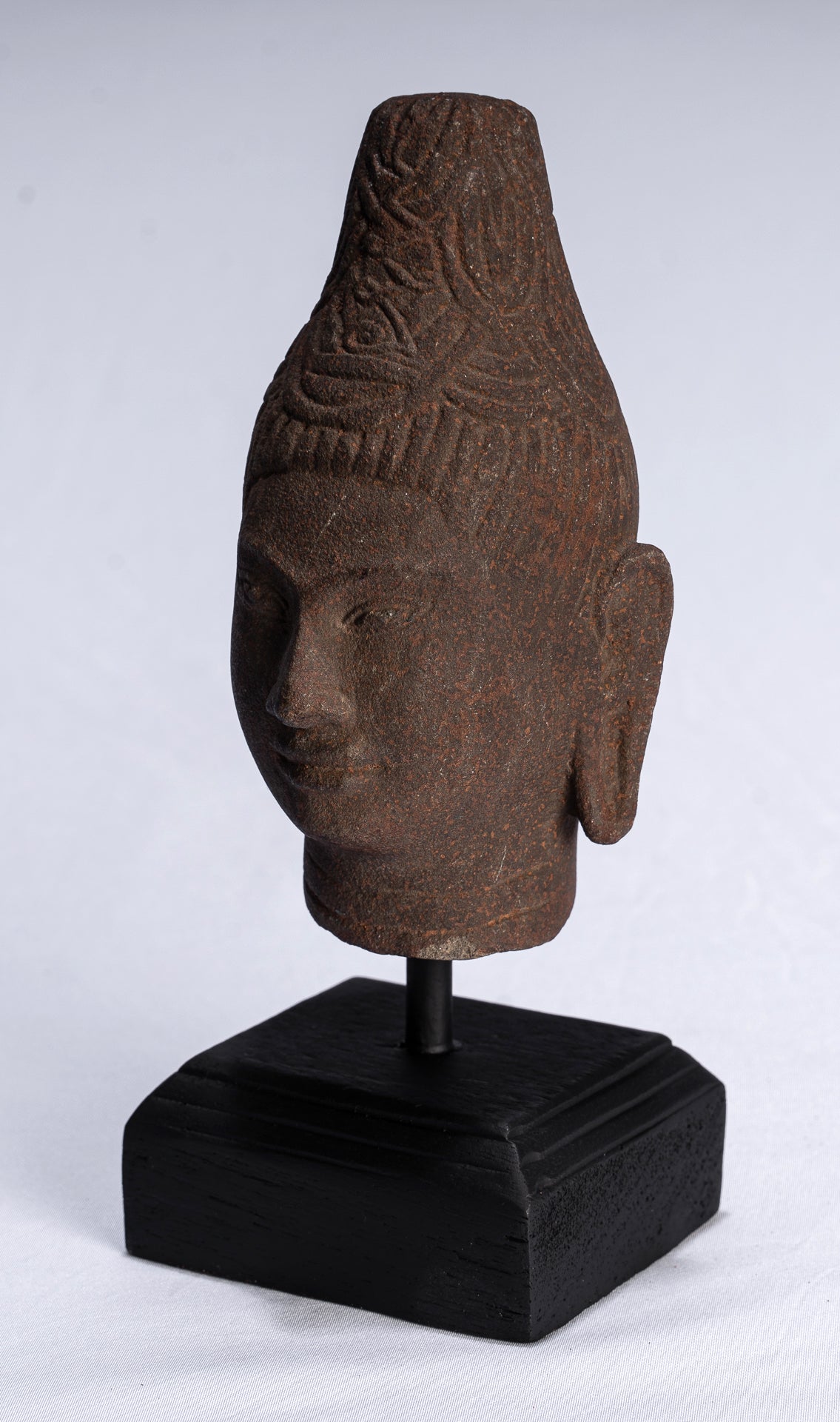 Buddha Head - Antique Khmer Stone Stone Buddha Head Statue - 20 cm/8 "