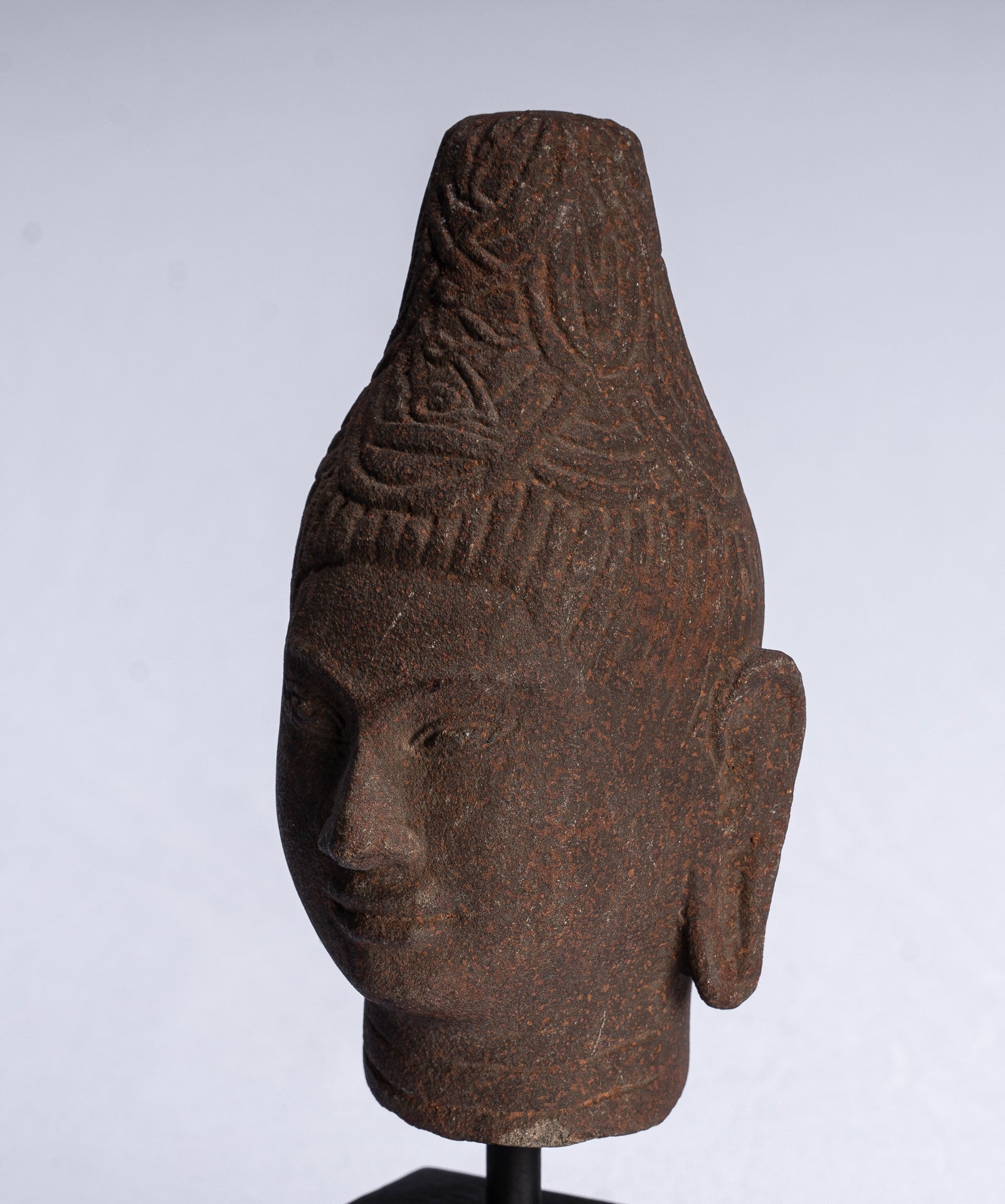 Buddha Head - Antique Khmer Stone Stone Buddha Head Statue - 20 cm/8 "