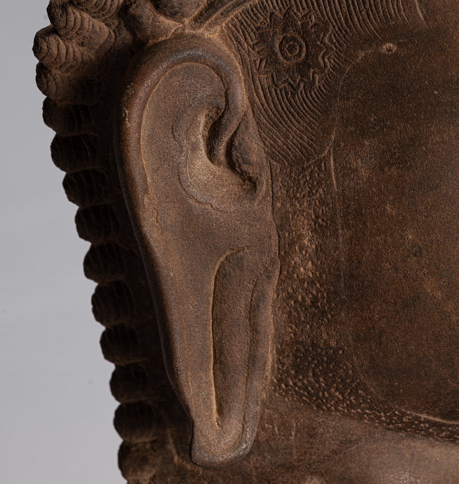 Antique Khmer Stone Mounted Angkor Wat Style Dvarapala Temple Guardian-50cm / 20 "