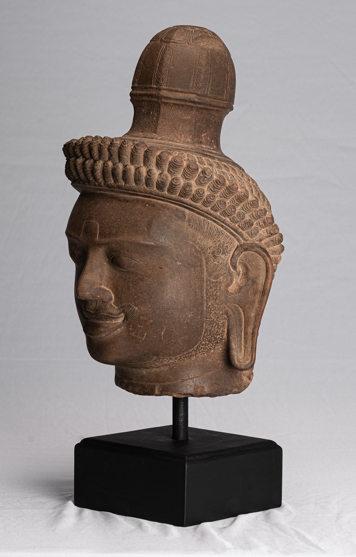 Antique Khmer Stone Mounted Angkor Wat Style Dvarapala Temple Guardian-50cm / 20 "