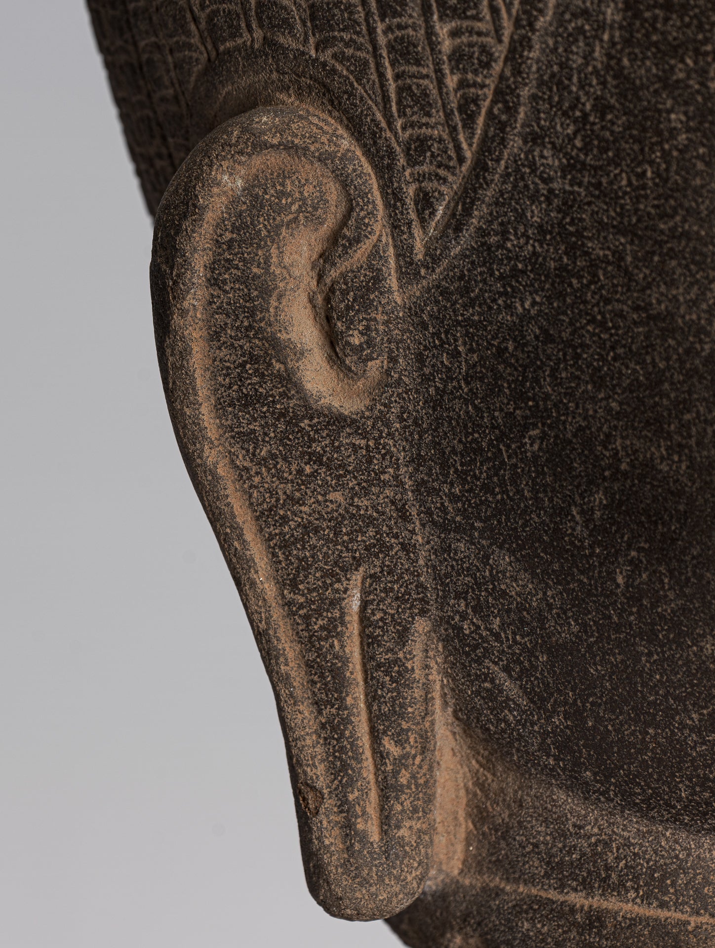 Statue Buddha - Antique Khmer in stile Stone Monte Bayon Buddha Head Statue - 42cm/17 "