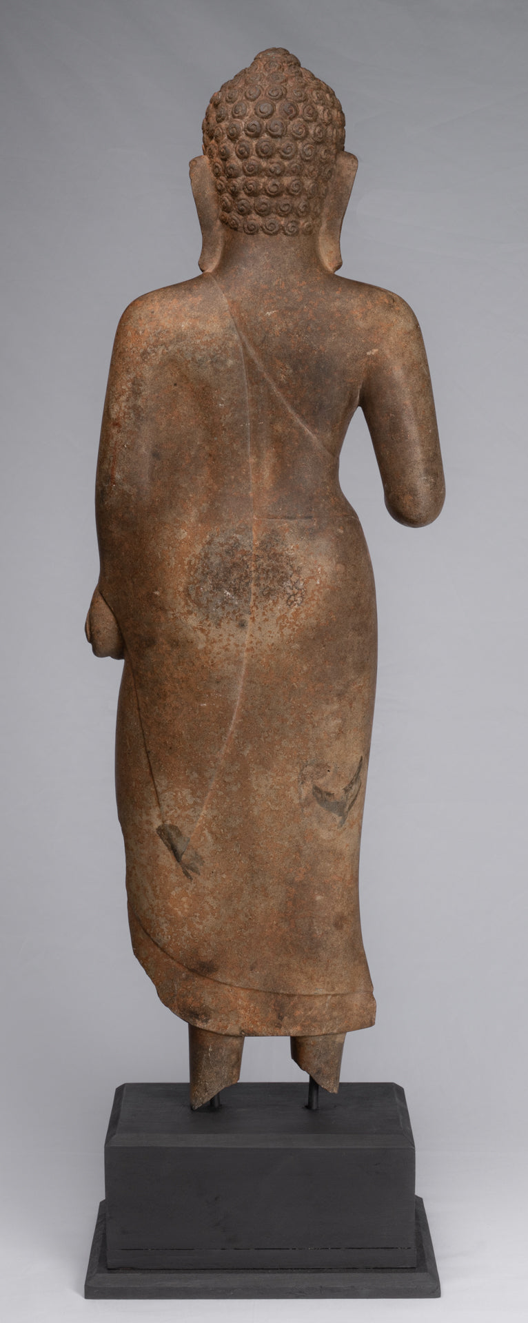 Statue de Bouddha – Statue de Bouddha Dvaravati en pierre debout de style thaïlandais antique – 100 cm de haut