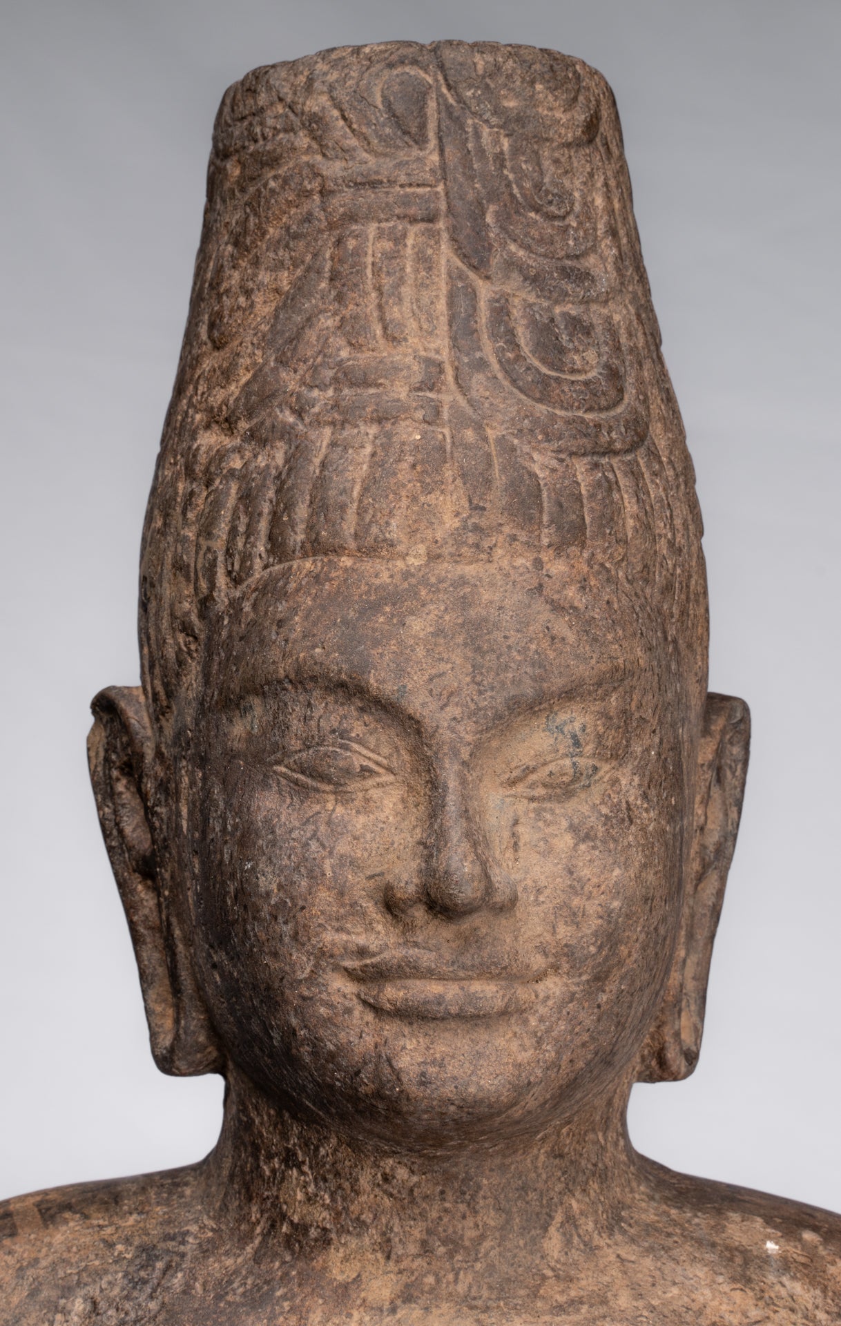 Statue Ardhanarishvara - Antique Phnom Da Style Khmer Sandstone in piedi Shiva Parvati Statue - 88cm/35 "
