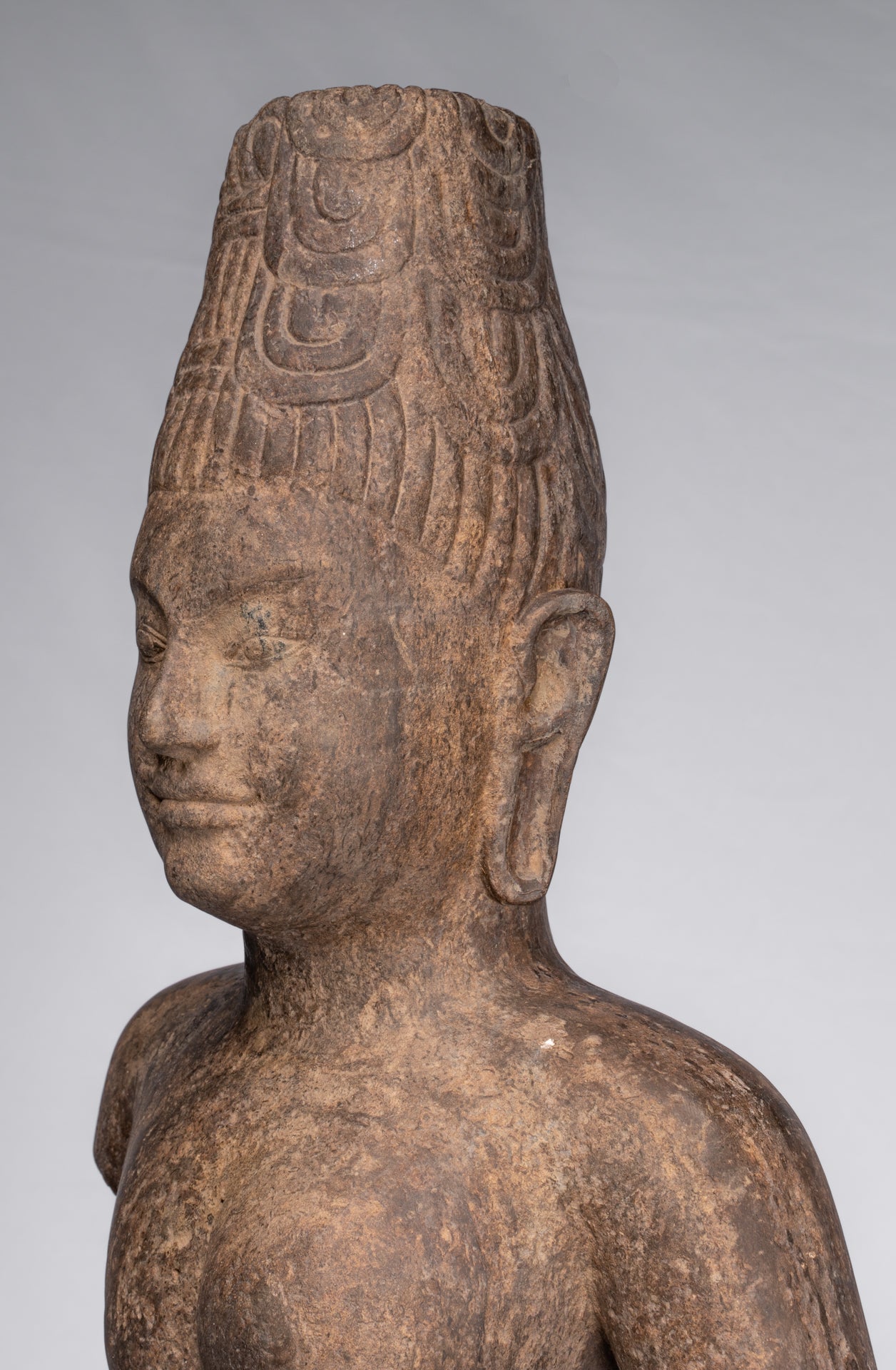 Statue Ardhanarishvara - Antique Phnom Da Style Khmer Sandstone in piedi Shiva Parvati Statue - 88cm/35 "