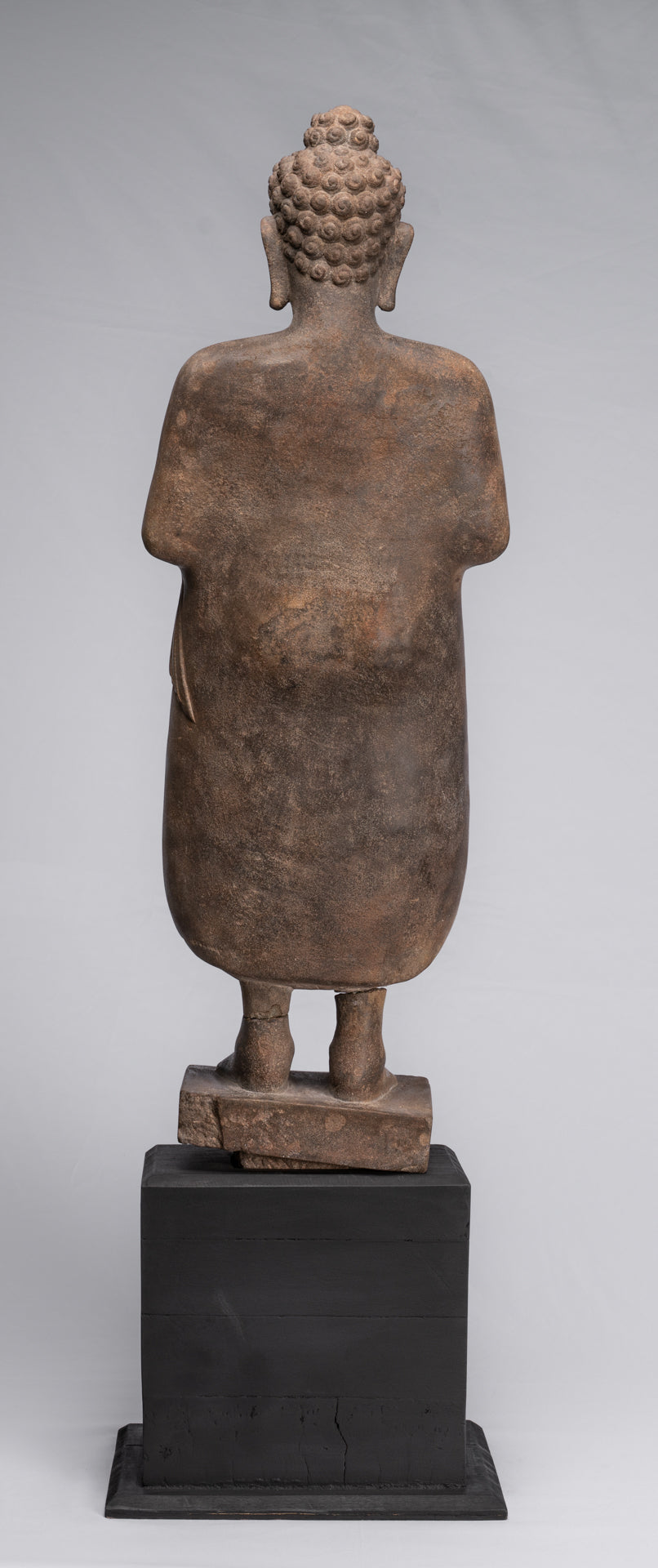 Buddha Statue - Antique Thai Style Standing Stone Dvaravati Buddha Statue - 102cm/41" Tall