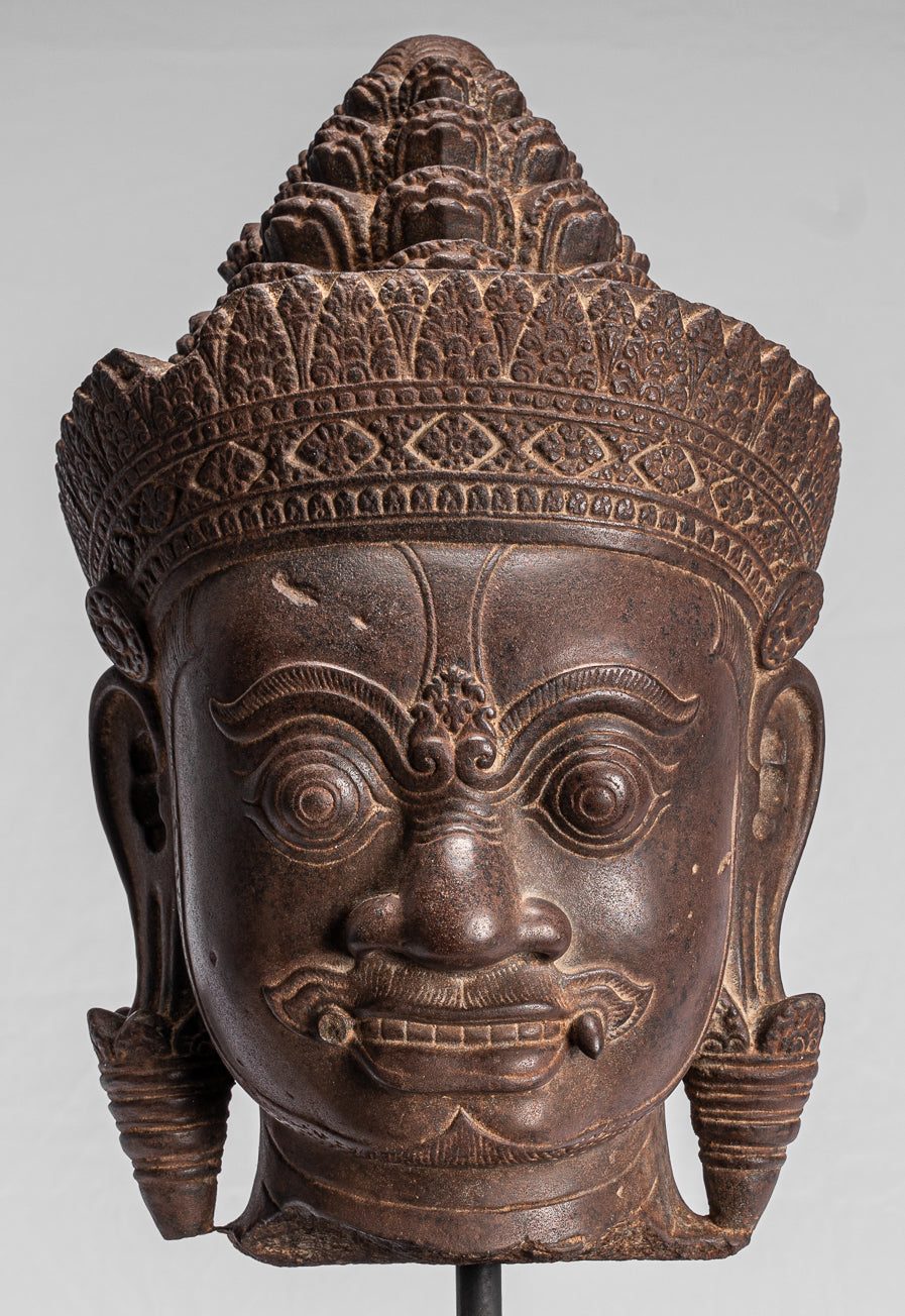 Statua del Guardian - Antique Khmer Stone Angkor Wat Style Yaksha Temple Guardian - 57 cm / 23 "