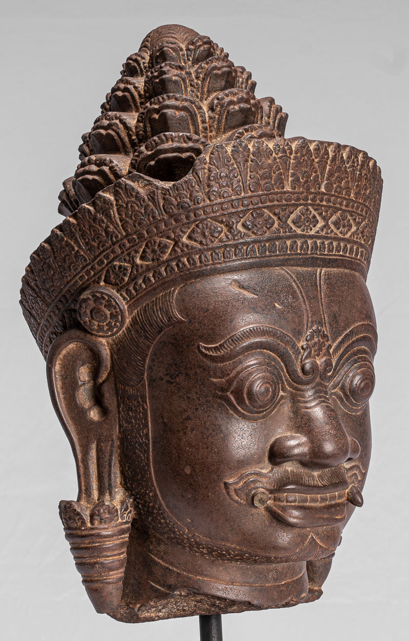 Statua del Guardian - Antique Khmer Stone Angkor Wat Style Yaksha Temple Guardian - 57 cm / 23 "