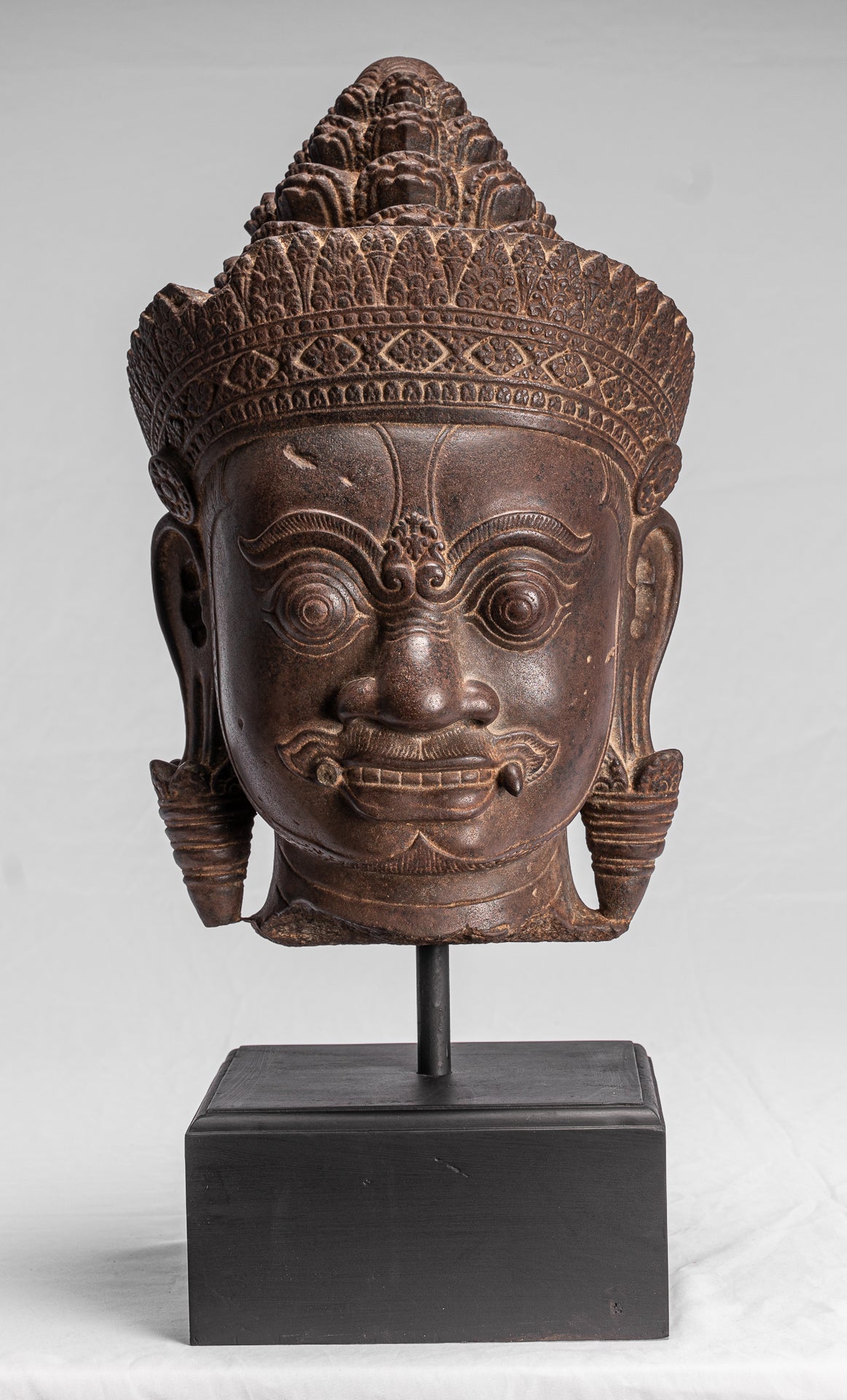 Statua del Guardian - Antique Khmer Stone Angkor Wat Style Yaksha Temple Guardian - 57 cm / 23 "