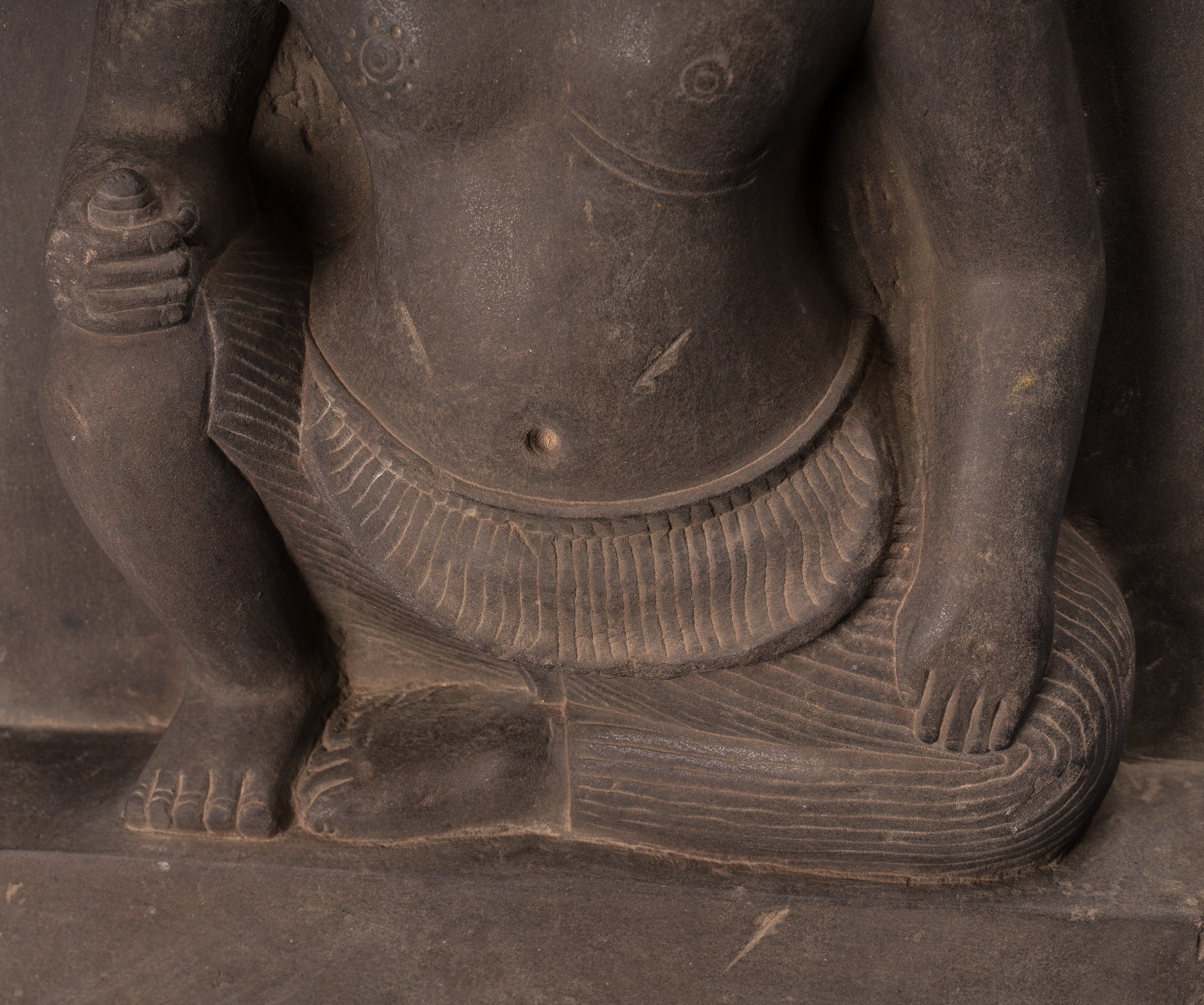 Statue Vishnu - Antique Baphuon Style Stone seduto Khmer Vishnu e Lakshmi Stele- 80 cm / 32 "