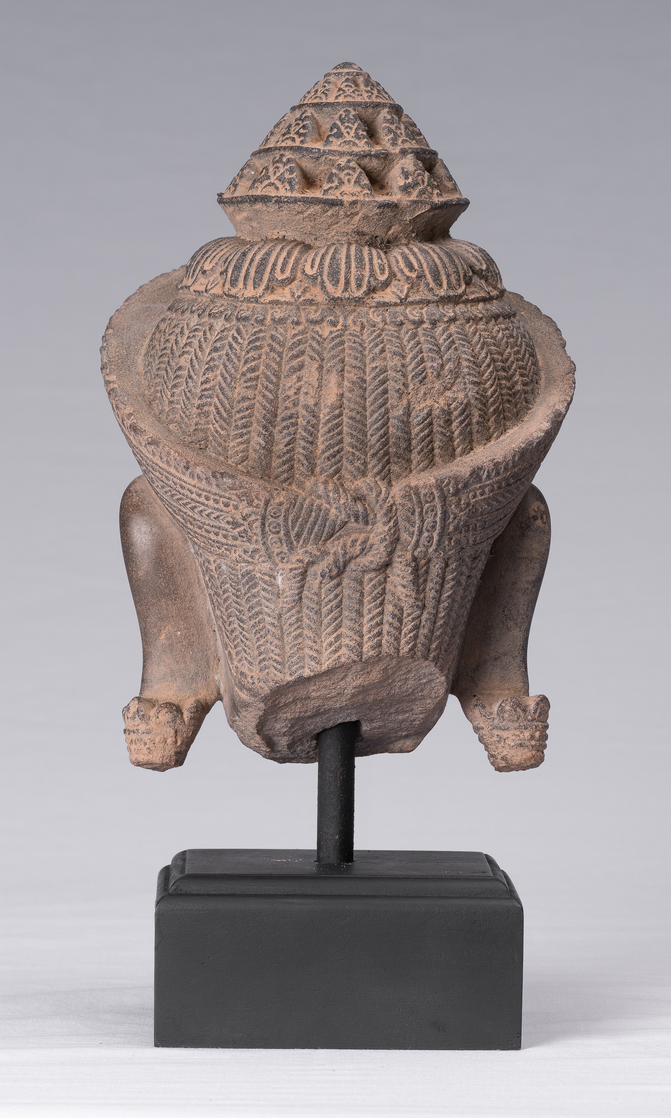 Statue de Shiva – Tête de statue de Shiva en pierre khmère antique de style Banteay Srei – Destructeur – 31 cm/12"