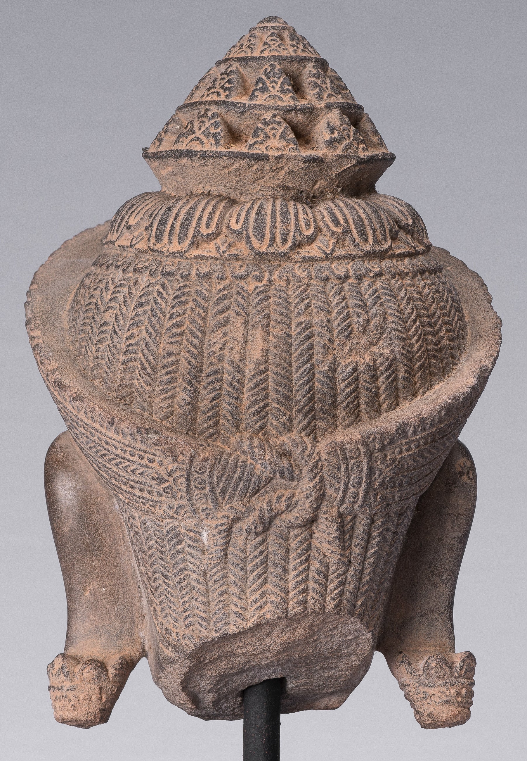 Statue de Shiva – Tête de statue de Shiva en pierre khmère antique de style Banteay Srei – Destructeur – 31 cm/12"