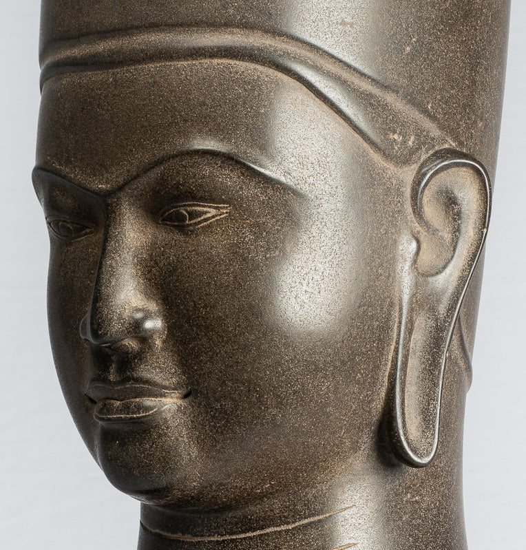 Antique Phnom Da Style Khmer Vishnu Head - Protector & Preserver - 54cm/22"