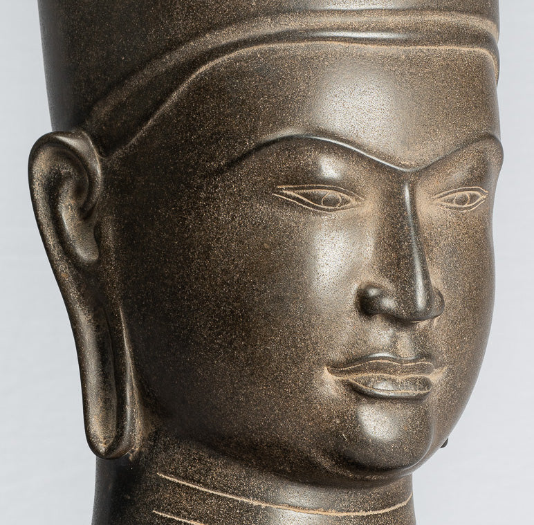 Antique Phnom Da Style Khmer Vishnu Head - Protector & Preserver - 54cm/22"