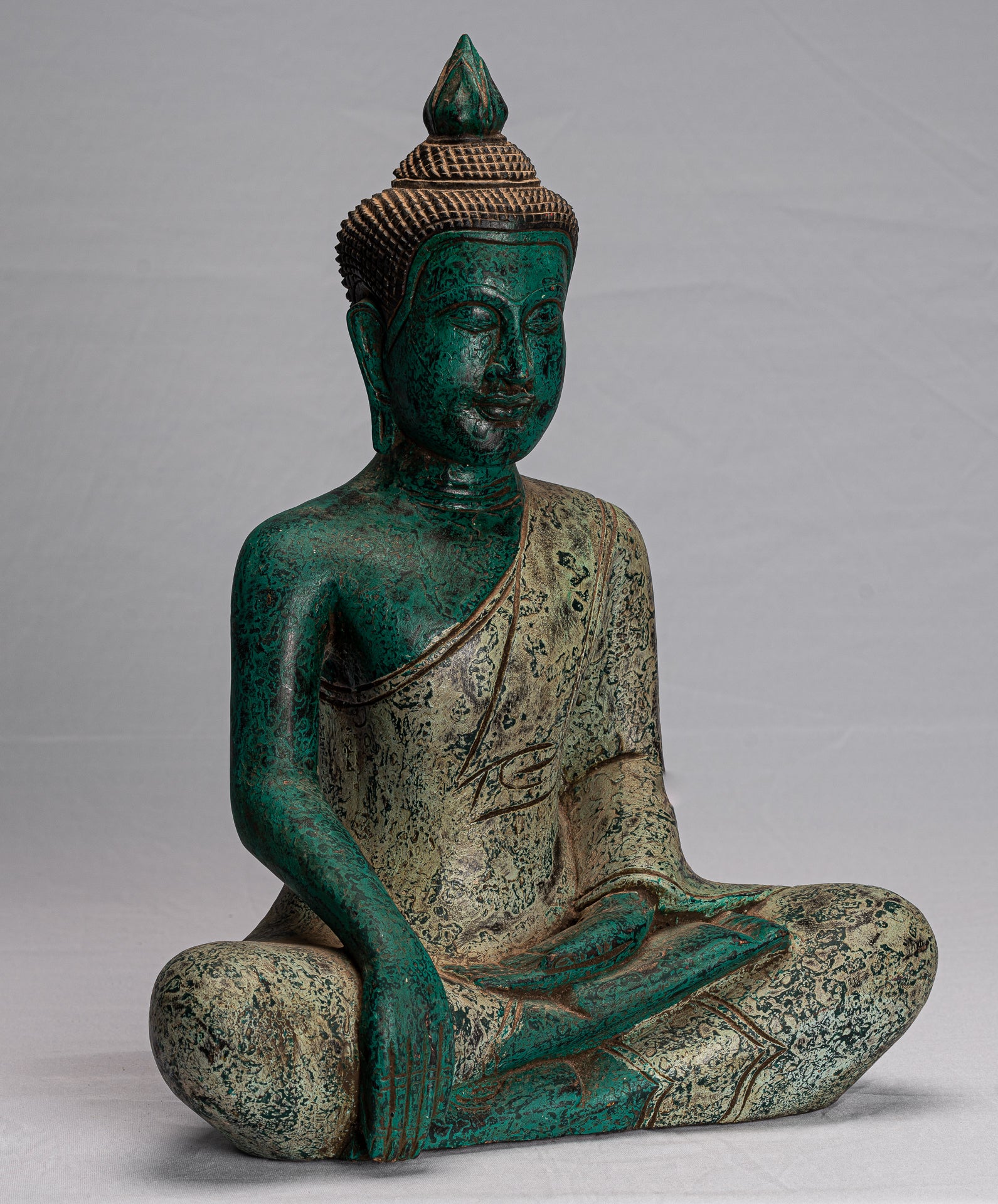 Statue Buddha - Antique Khmer Style SE Asia SETTO ALLIMENTAZIONE BUDDHA STATUE - 43CM/17 "