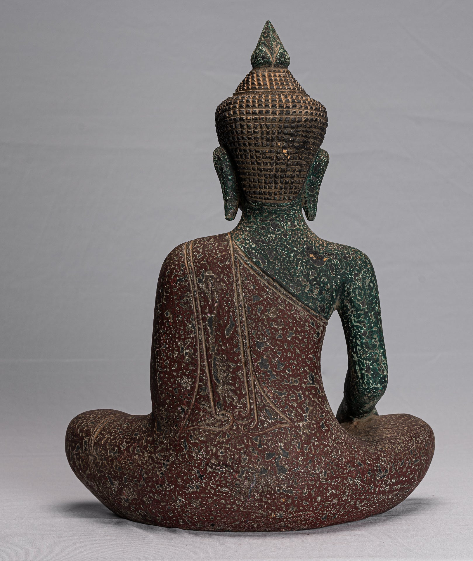 Statue di Buddha - Antique Khmer Style SE Asia STATUE BUDDHA ALLIMENTAZIONE LEGNO - 45 cm/18 "