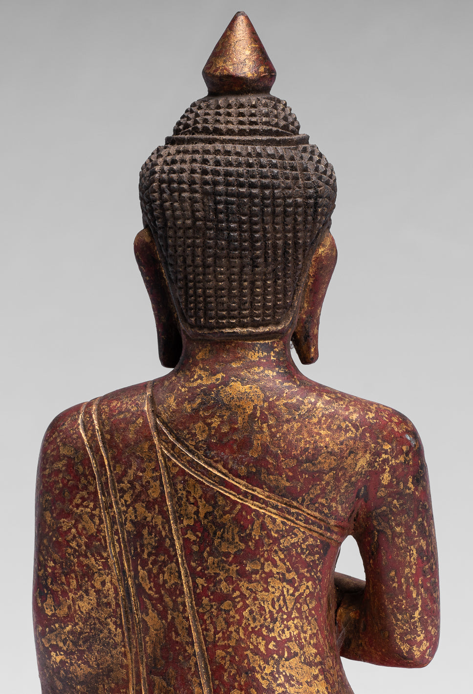 Escultura de Buda - Buda - Estatua de buda de madera de estilo jemer antiguo de estilo jemer enseñando mudra - 26 cm/10 "